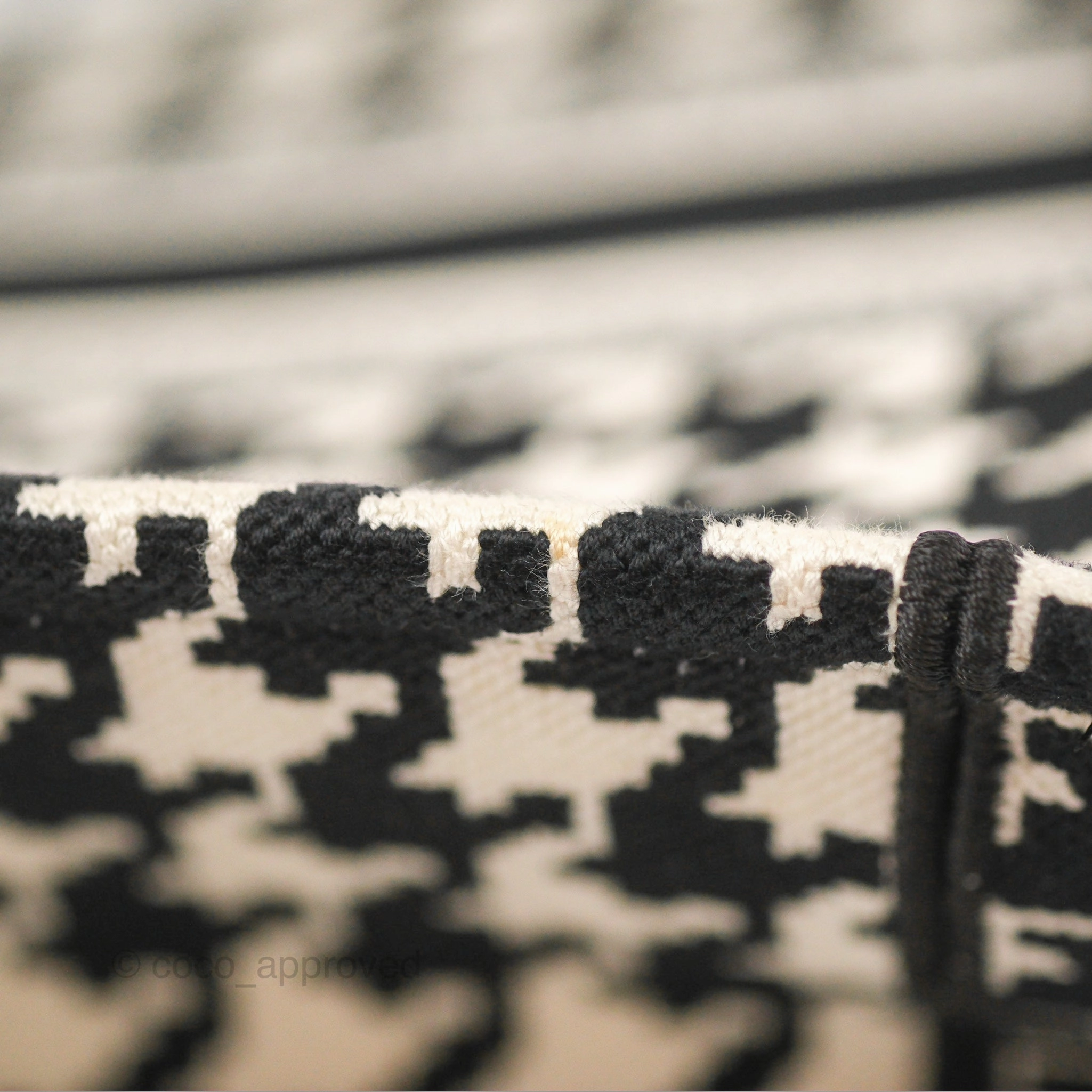 Christian Dior Medium(Old Small)Book Tote Houndstooth Embroidery Black/White