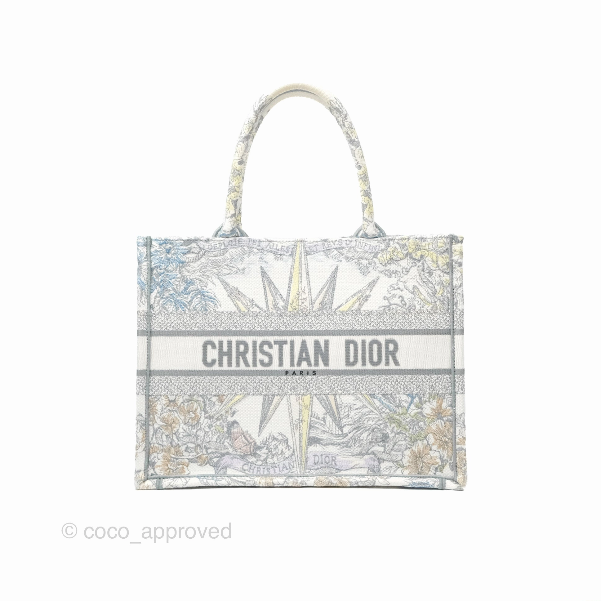Christian Dior Medium(Old Small) Book Tote White Multicolor Rve d'Infini Embroidery