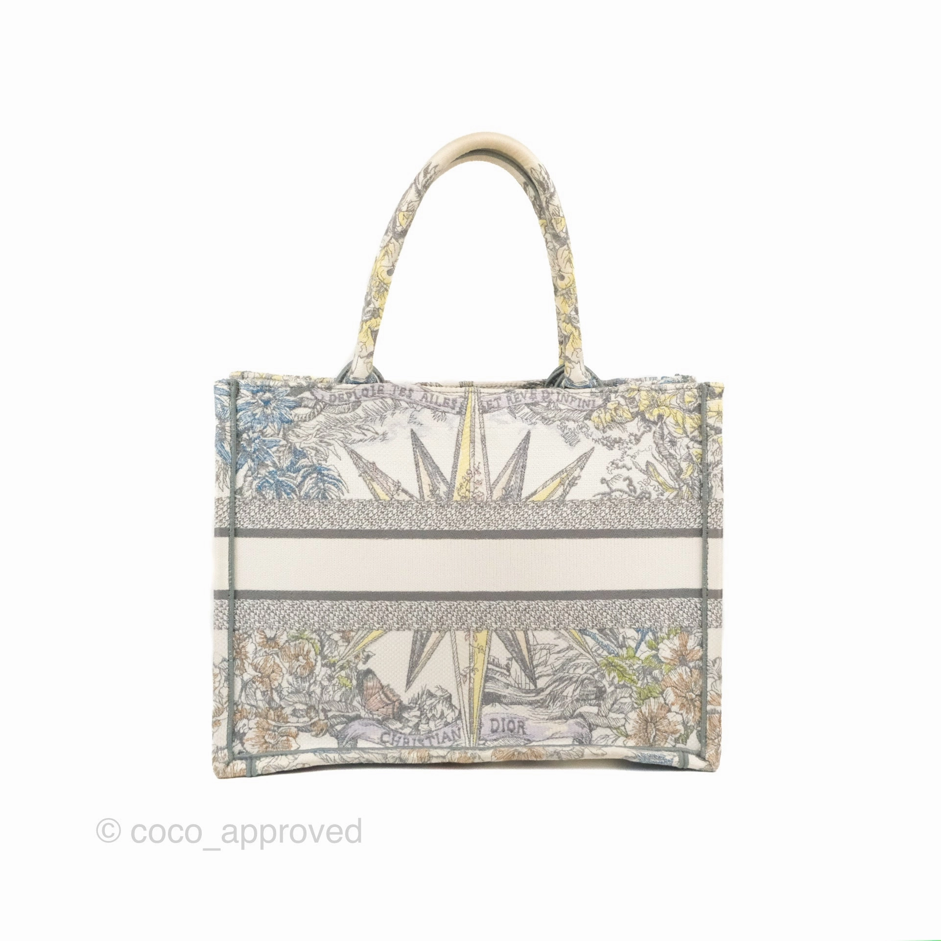 Christian Dior Medium(Old Small) Book Tote White Multicolor Rve d'Infini Embroidery