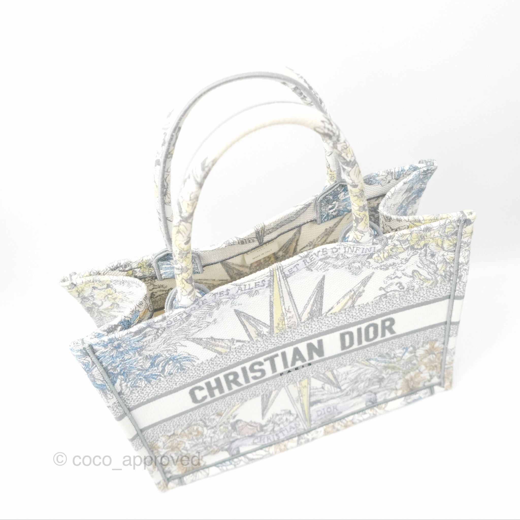 Christian Dior Medium(Old Small) Book Tote White Multicolor Rve d'Infini Embroidery