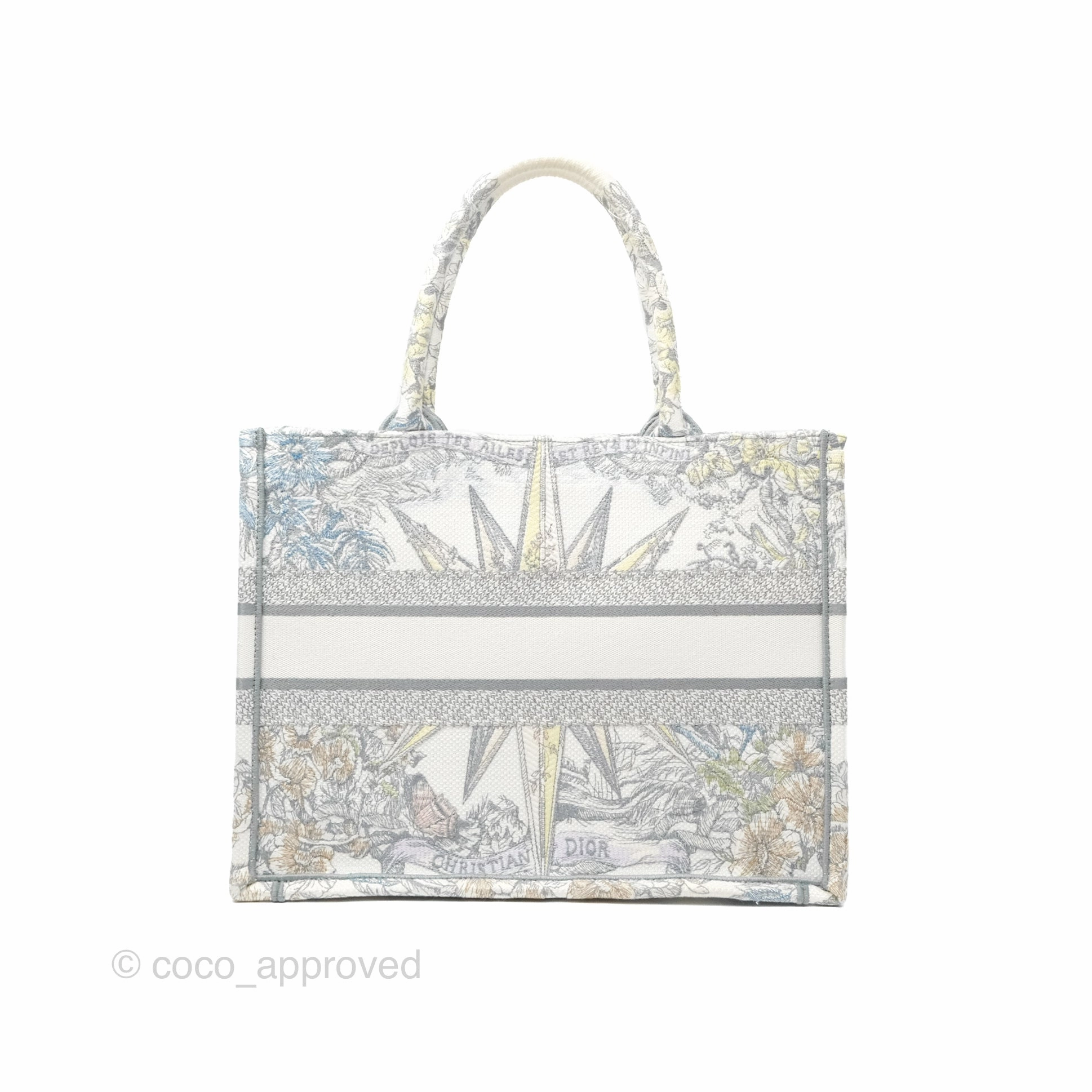 Christian Dior Medium(Old Small) Book Tote White Multicolor Rve d'Infini Embroidery