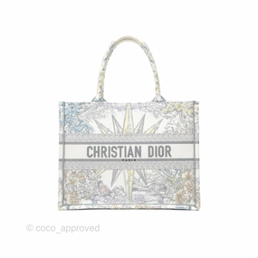 Christian Dior Medium(Old Small) Book Tote White Multicolor Rve d'Infini Embroidery