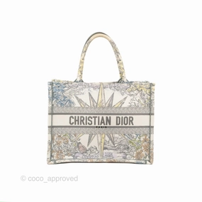 Christian Dior Medium(Old Small) Book Tote White Multicolor Rve d'Infini Embroidery