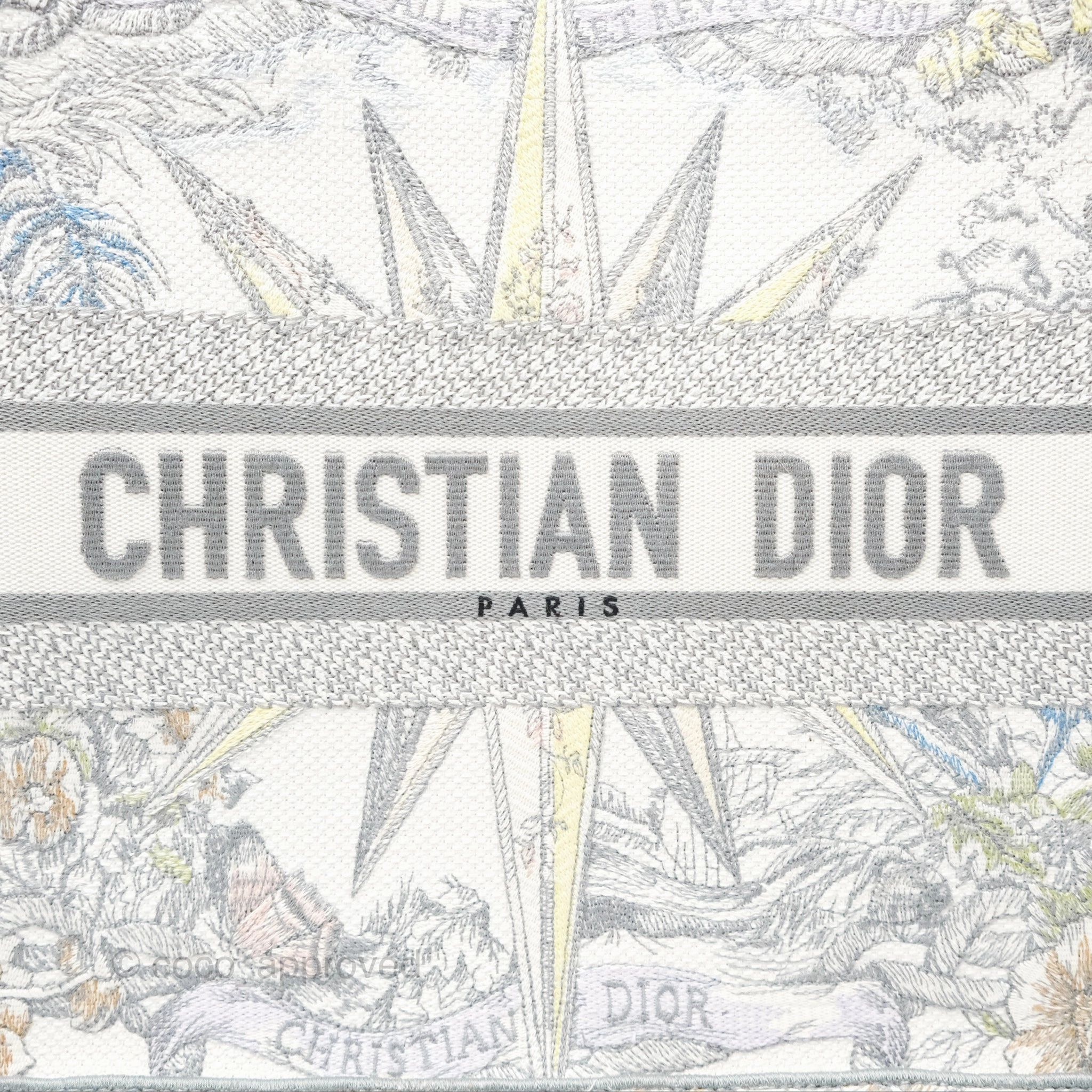 Christian Dior Medium(Old Small) Book Tote White Multicolor Rve d'Infini Embroidery