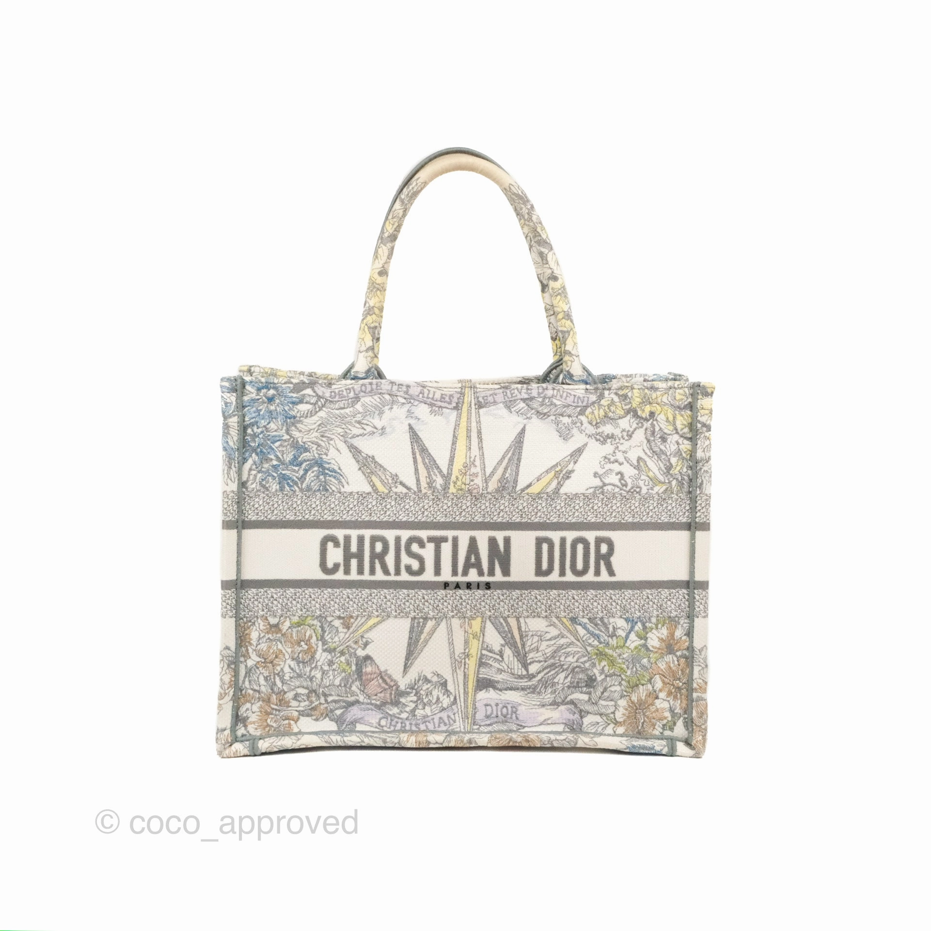Christian Dior Medium(Old Small) Book Tote White Multicolor Rve d'Infini Embroidery