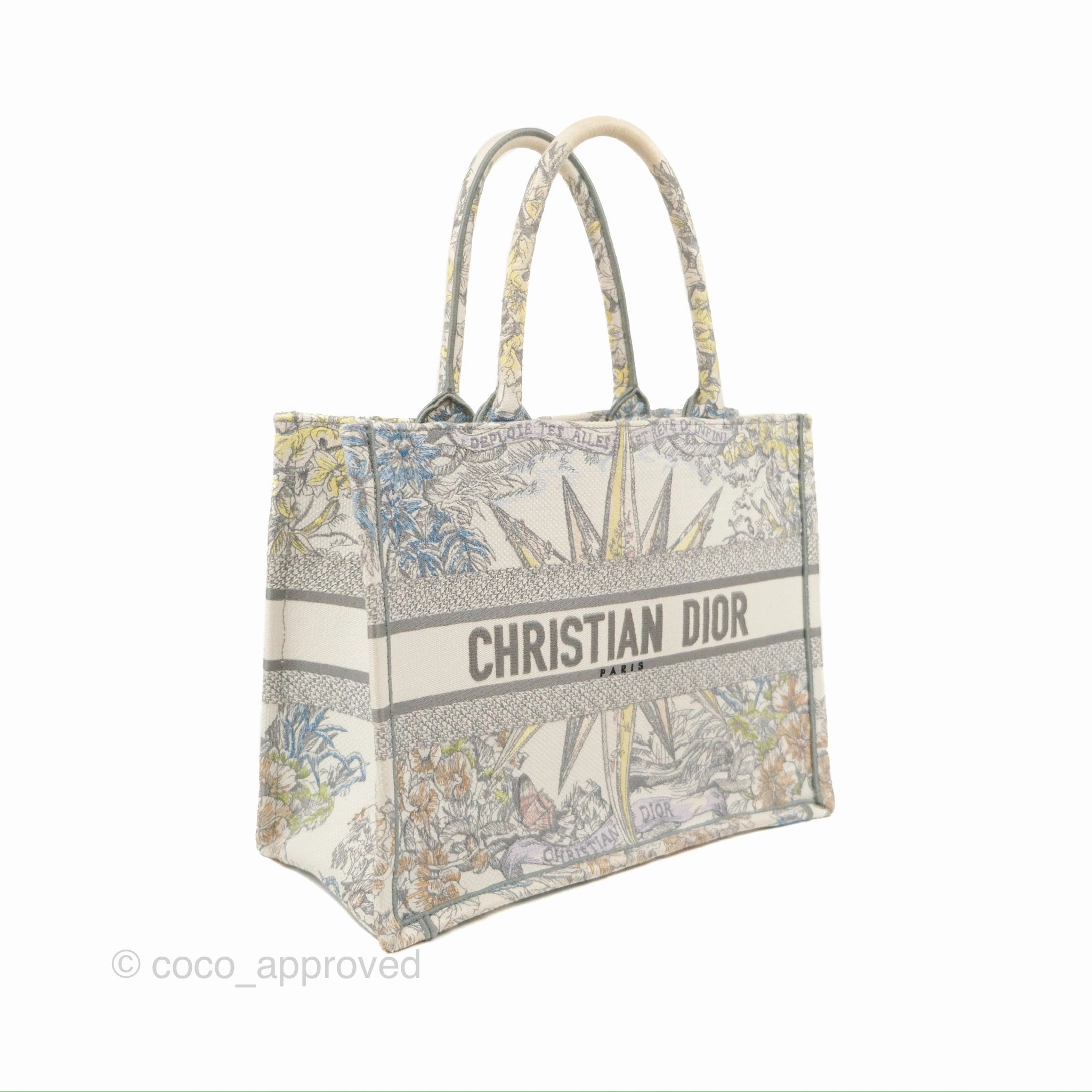 Christian Dior Medium(Old Small) Book Tote White Multicolor Rve d'Infini Embroidery