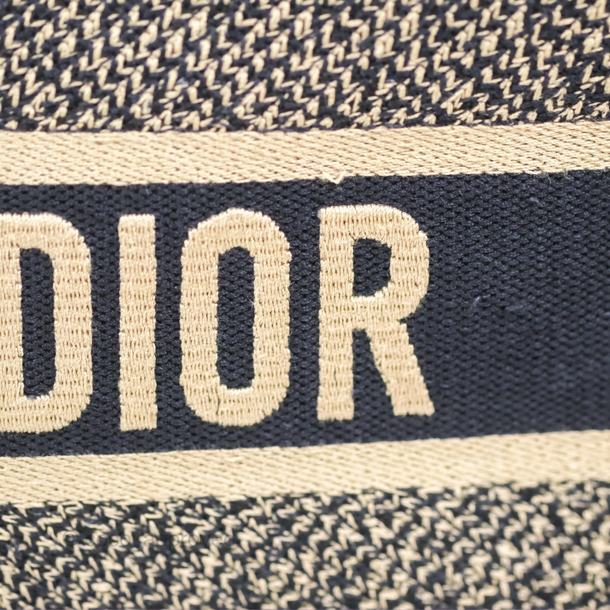 Christian Dior Medium (Old Small) Dior Navy Oblique Embroidery Canvas Book Tote