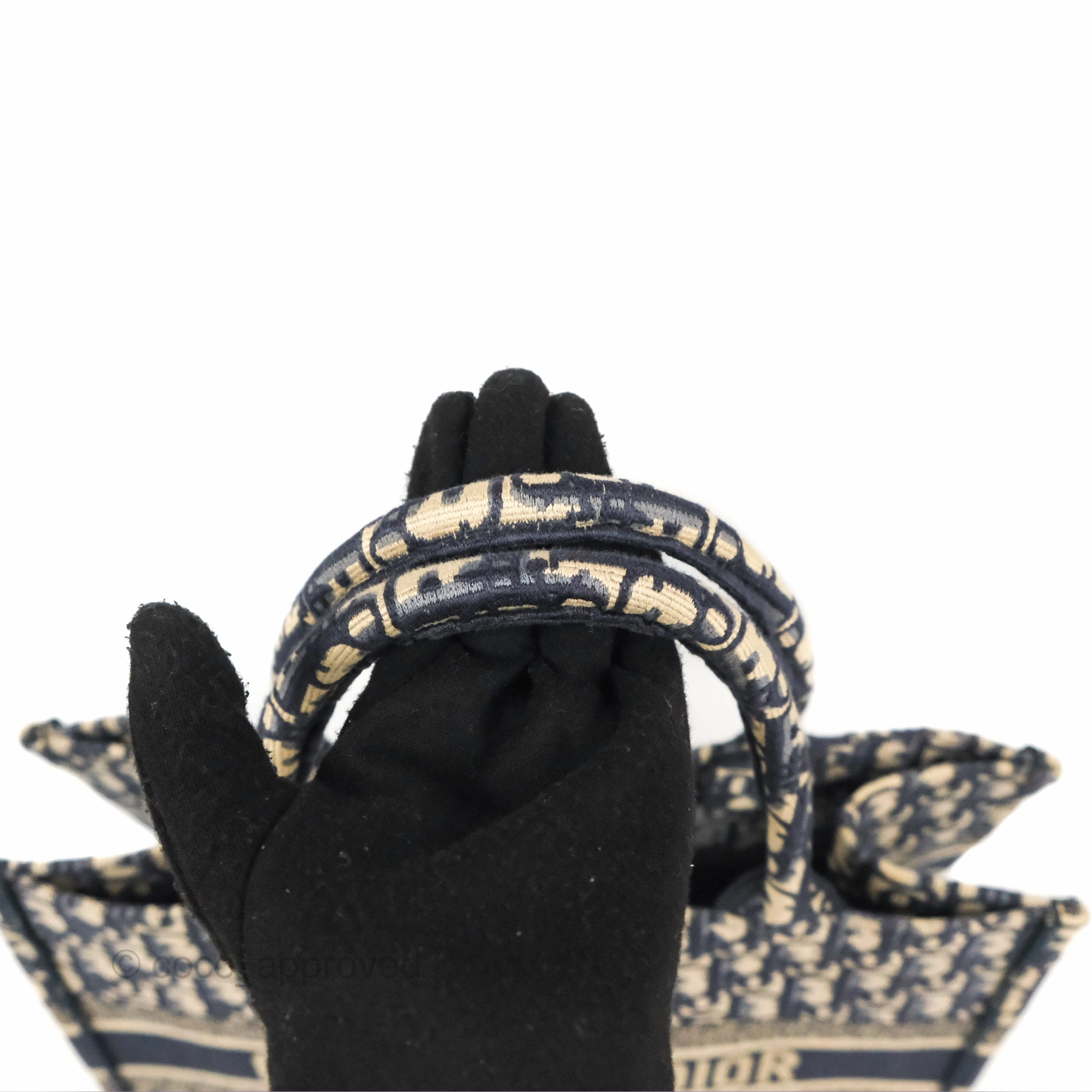 Christian Dior Medium (Old Small) Dior Navy Oblique Embroidery Canvas Book Tote