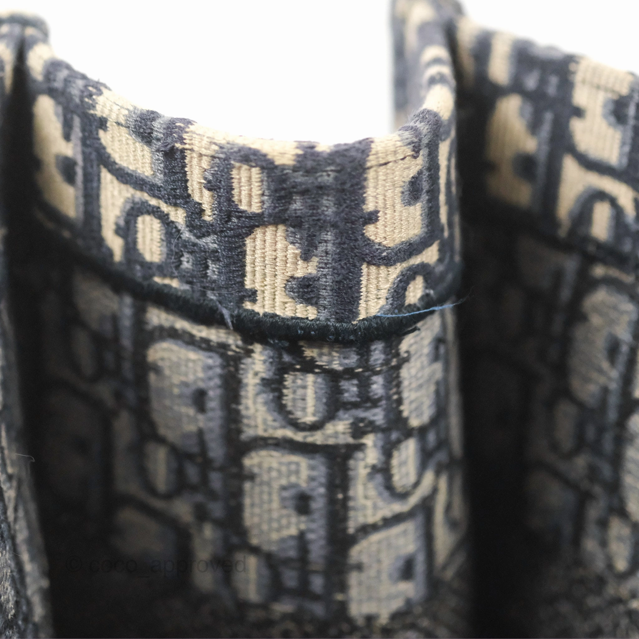 Christian Dior Medium (Old Small) Dior Navy Oblique Embroidery Canvas Book Tote