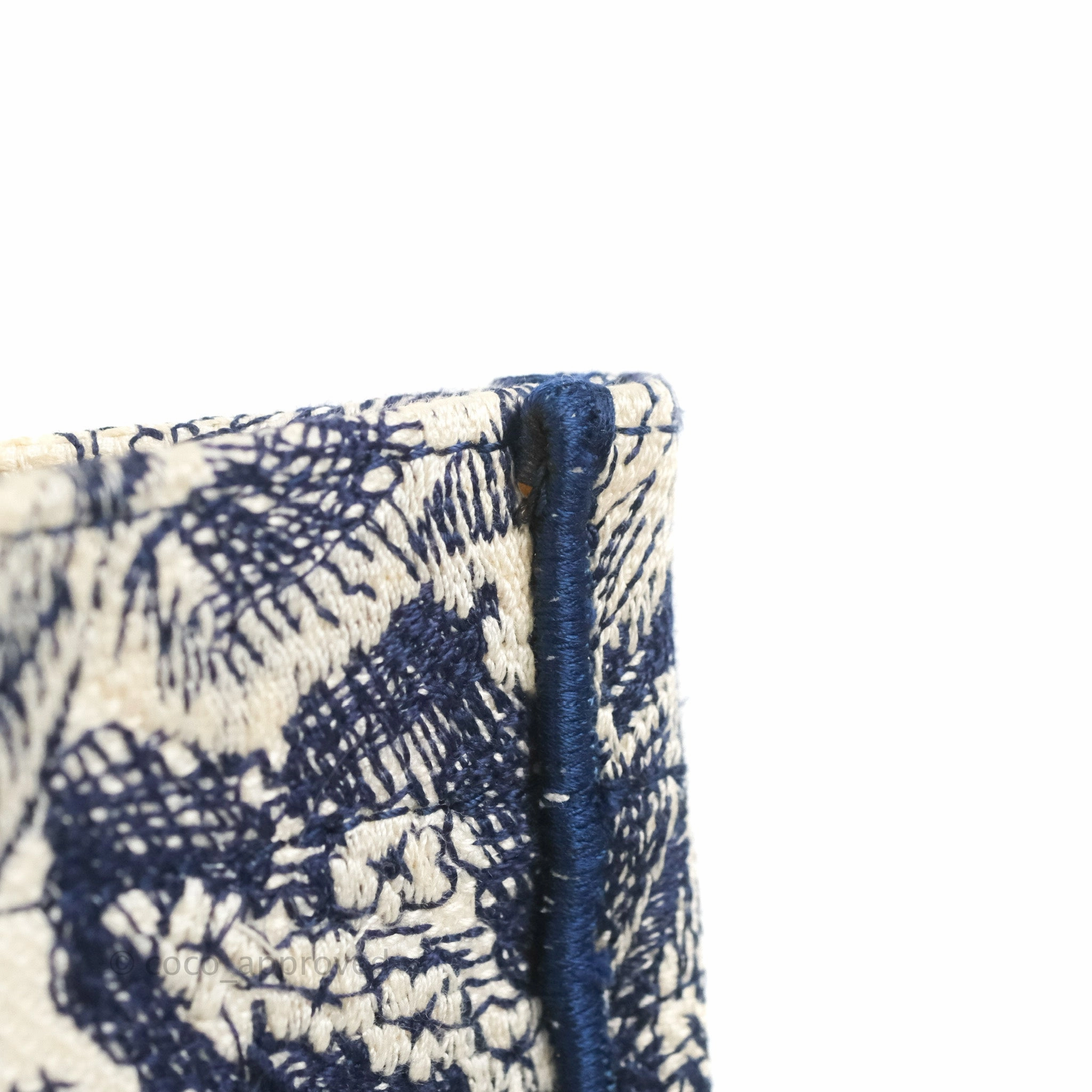 Christian Dior Medium (Old Small) Embroidered Toile De Jouy Canvas Book Tote Blue