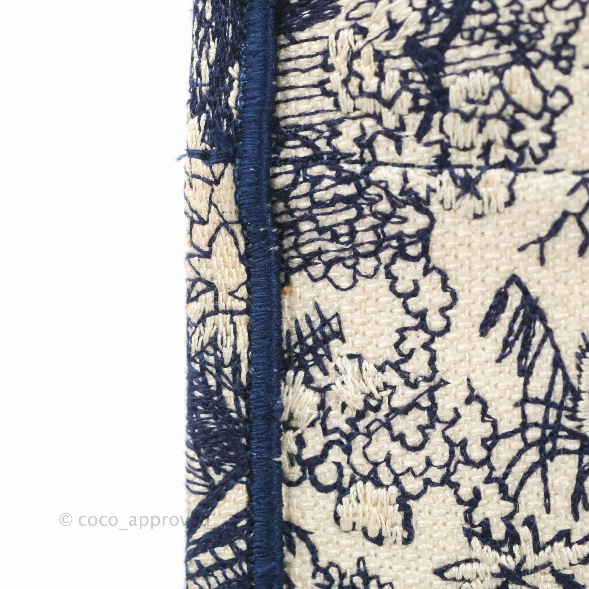 Christian Dior Medium (Old Small) Embroidered Toile De Jouy Canvas Book Tote Blue