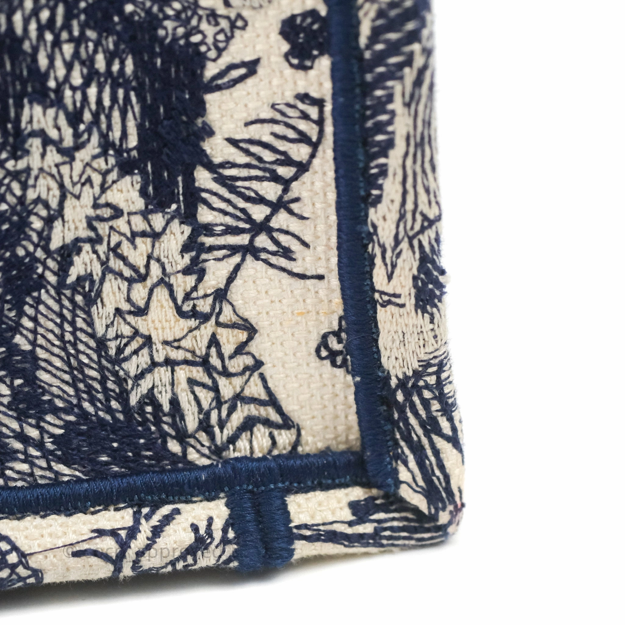 Christian Dior Medium (Old Small) Embroidered Toile De Jouy Canvas Book Tote Blue