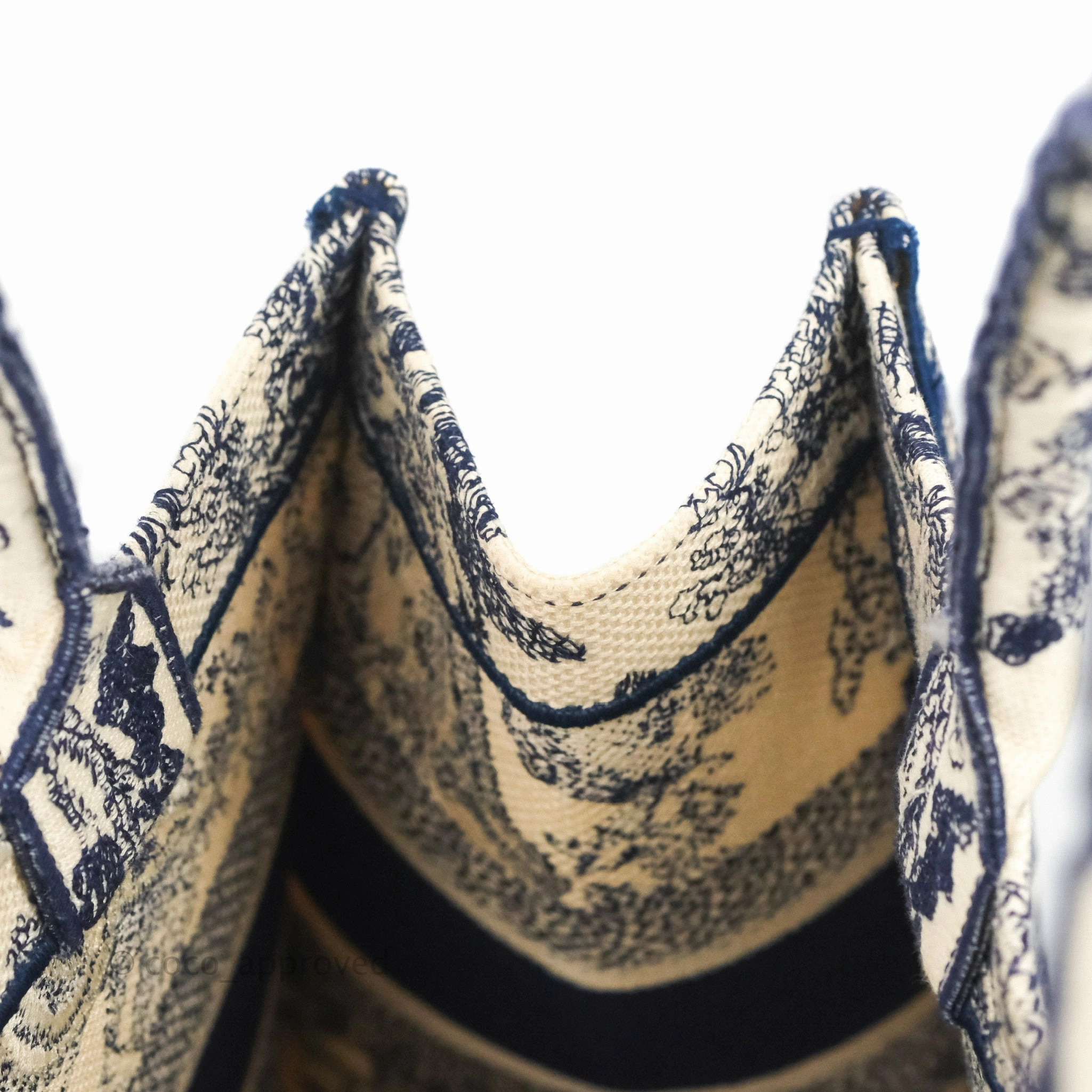 Christian Dior Medium (Old Small) Embroidered Toile De Jouy Canvas Book Tote Blue