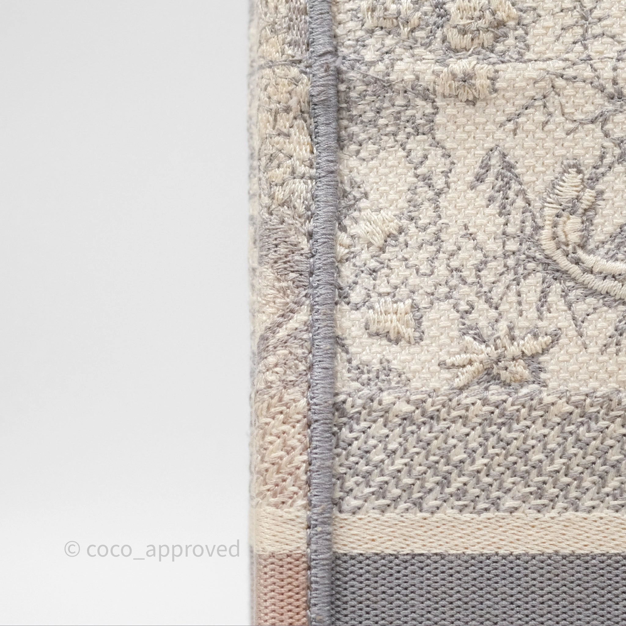 Christian Dior Medium (Old Small) Embroidered Toile De Jouy Light Grey Canvas Book Tote