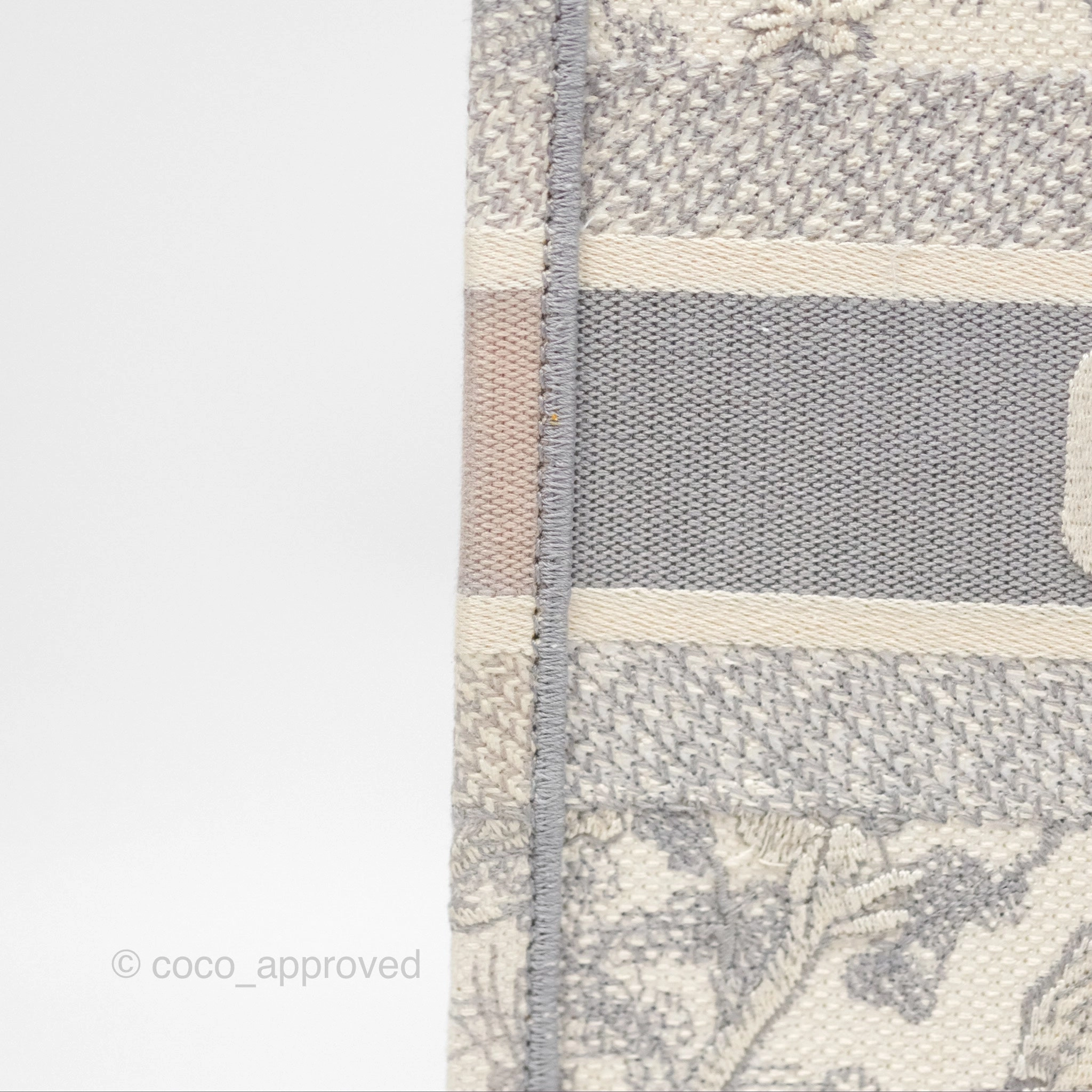 Christian Dior Medium (Old Small) Embroidered Toile De Jouy Light Grey Canvas Book Tote