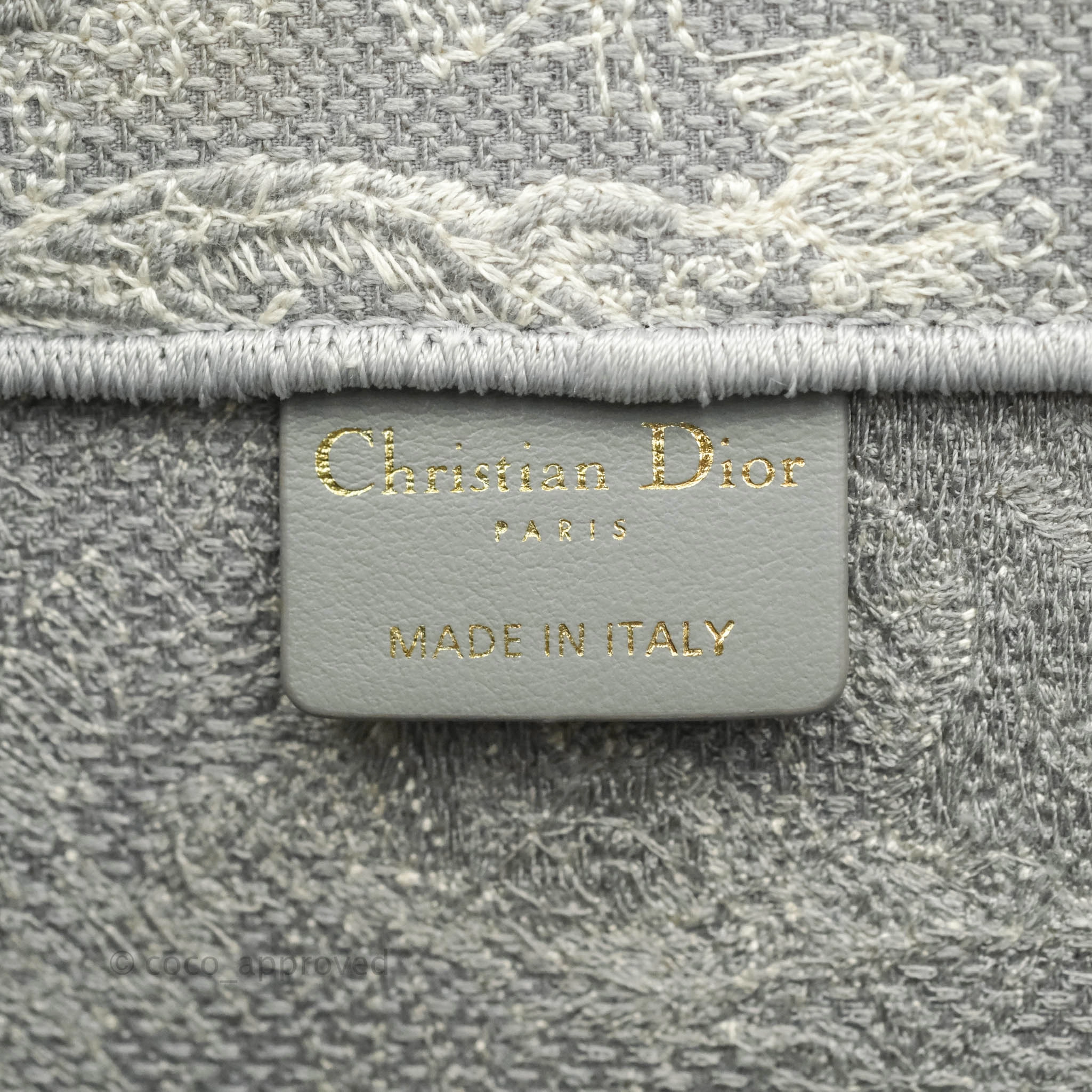 Christian Dior Medium (Old Small) Embroidered Toile De Jouy Light Grey Canvas Book Tote
