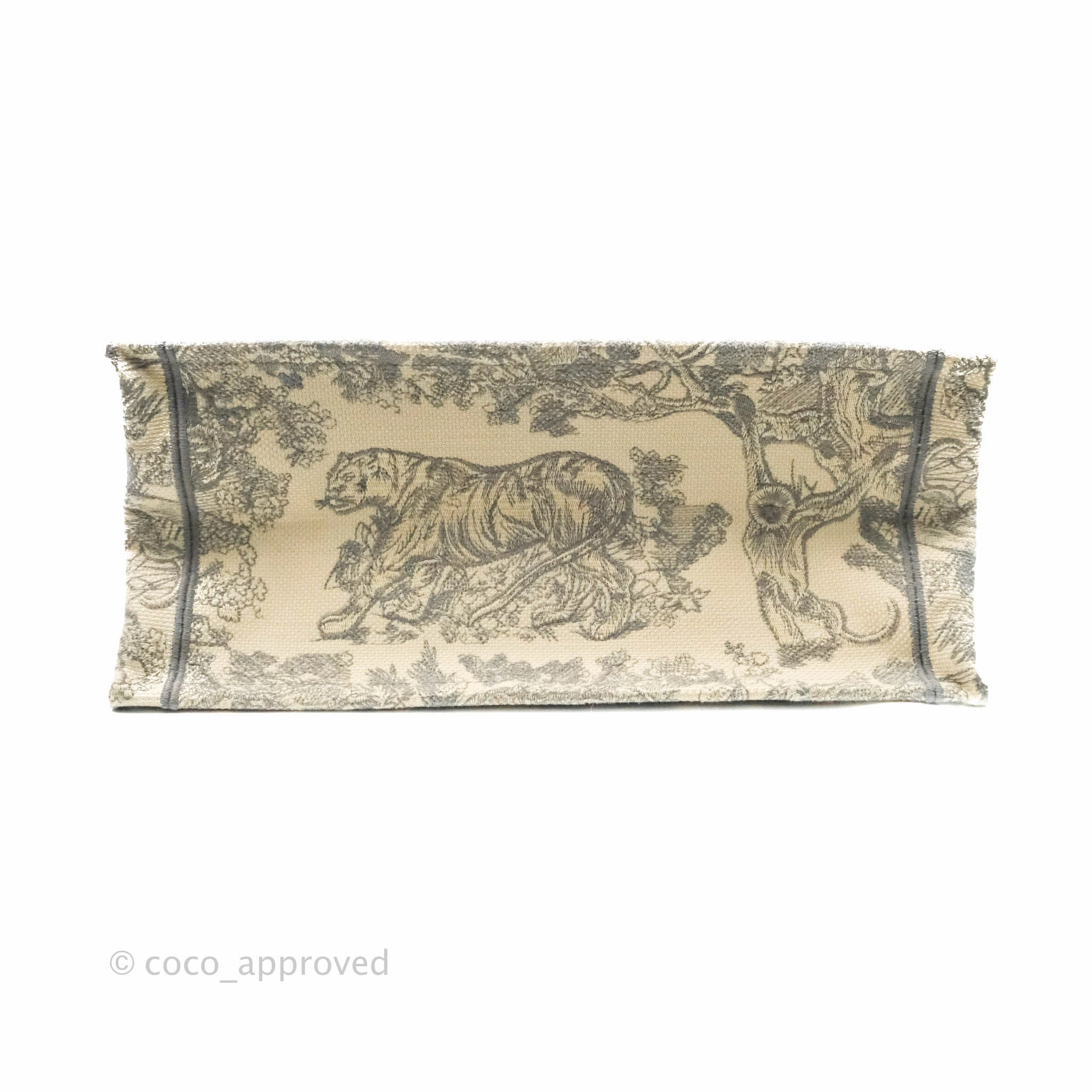 Christian Dior Medium (Old Small) Embroidered Toile De Jouy Light Grey Canvas Book Tote