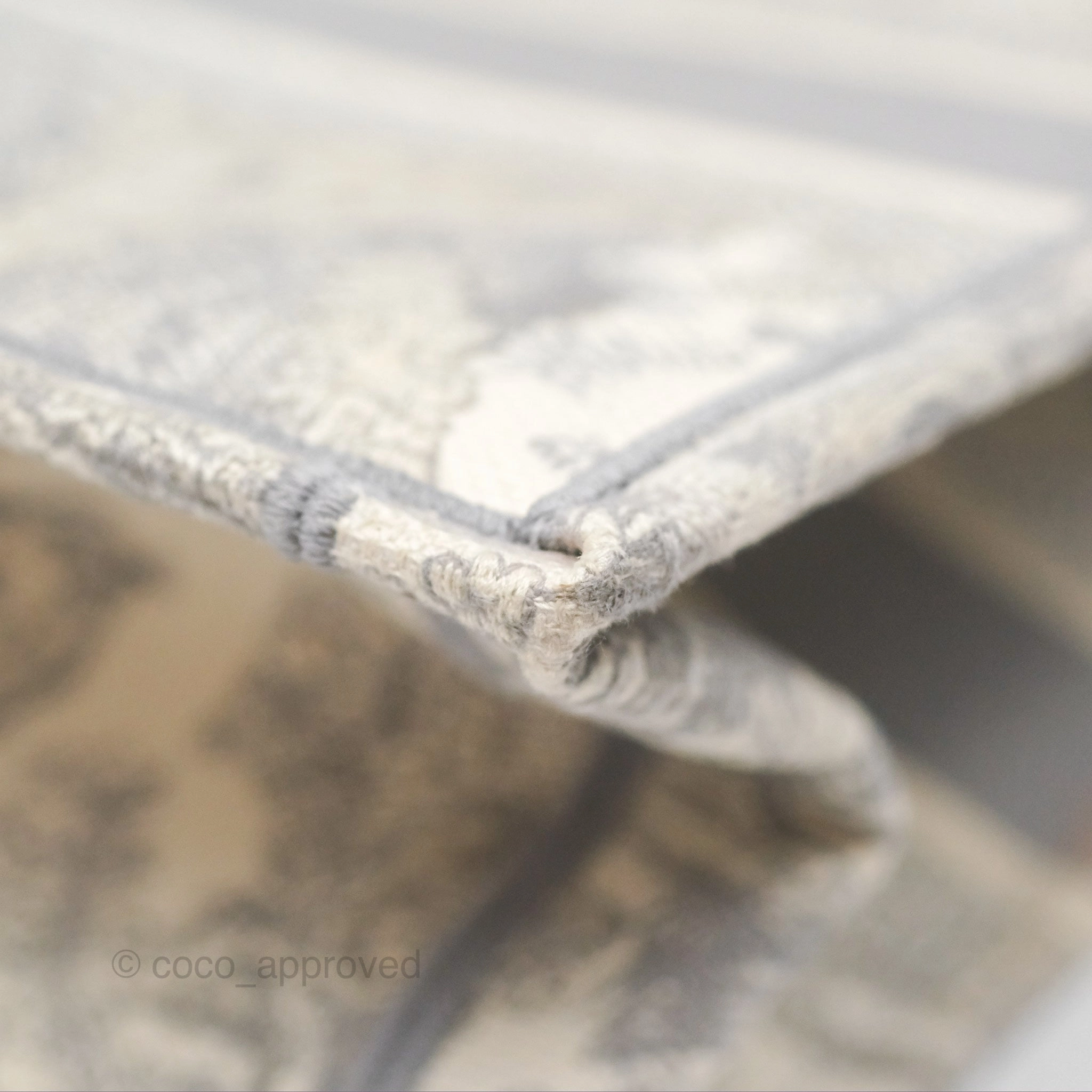 Christian Dior Medium (Old Small) Embroidered Toile De Jouy Light Grey Canvas Book Tote