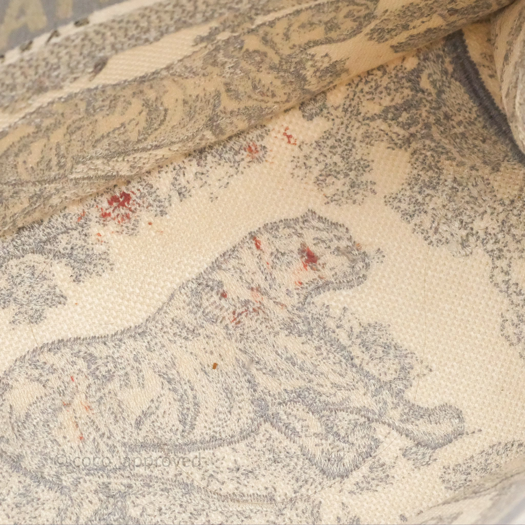 Christian Dior Medium (Old Small) Embroidered Toile De Jouy Light Grey Canvas Book Tote