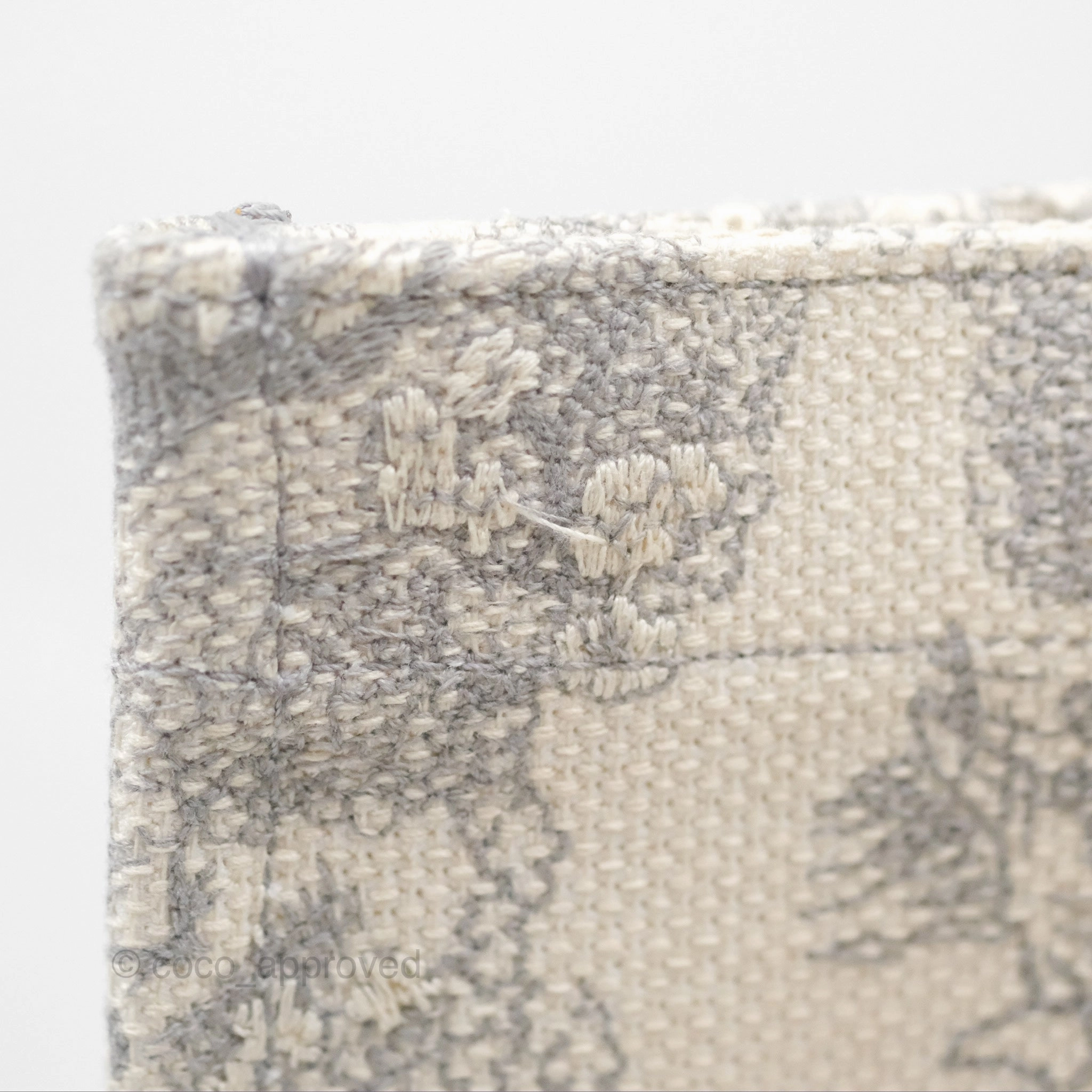 Christian Dior Medium (Old Small) Embroidered Toile De Jouy Light Grey Canvas Book Tote