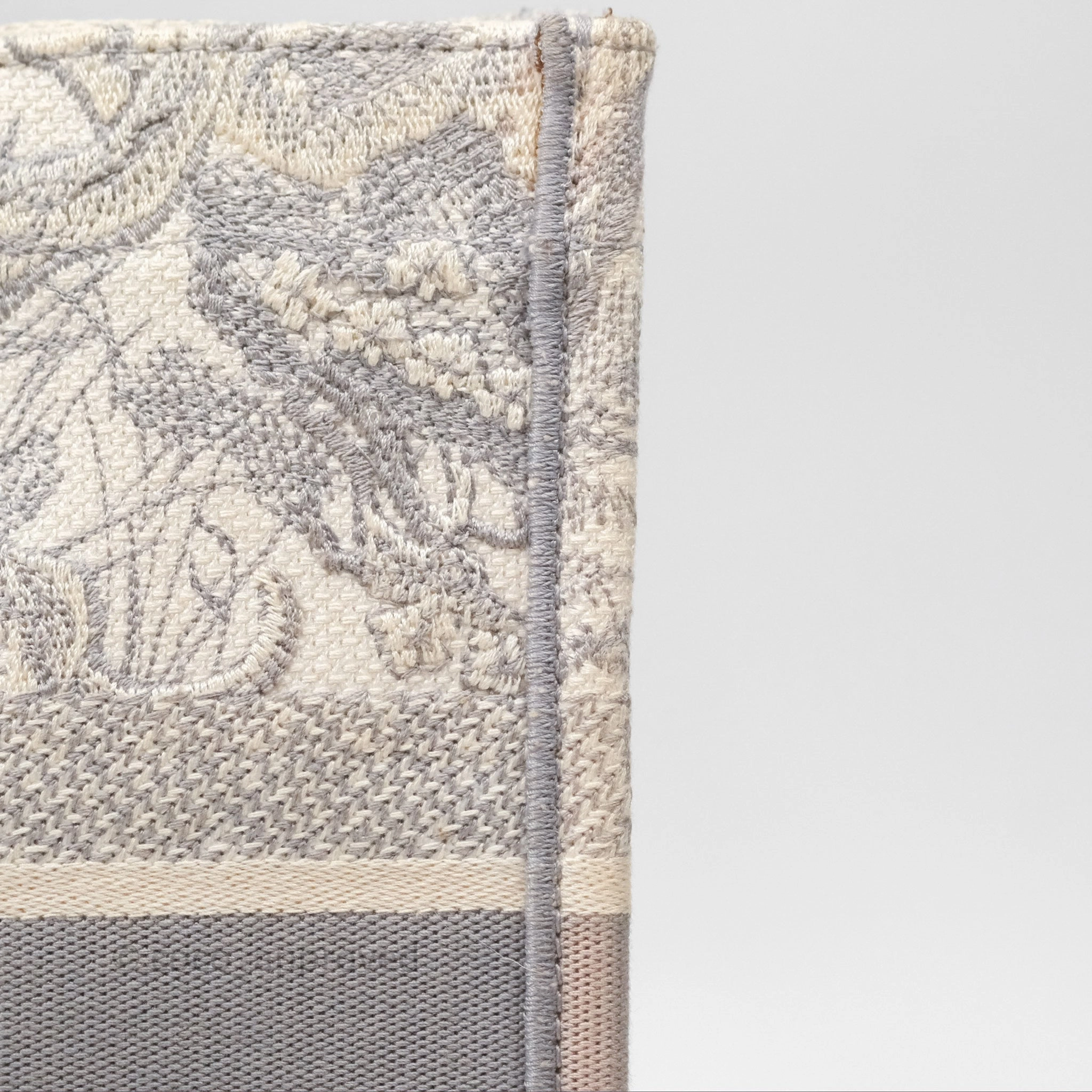 Christian Dior Medium (Old Small) Embroidered Toile De Jouy Light Grey Canvas Book Tote