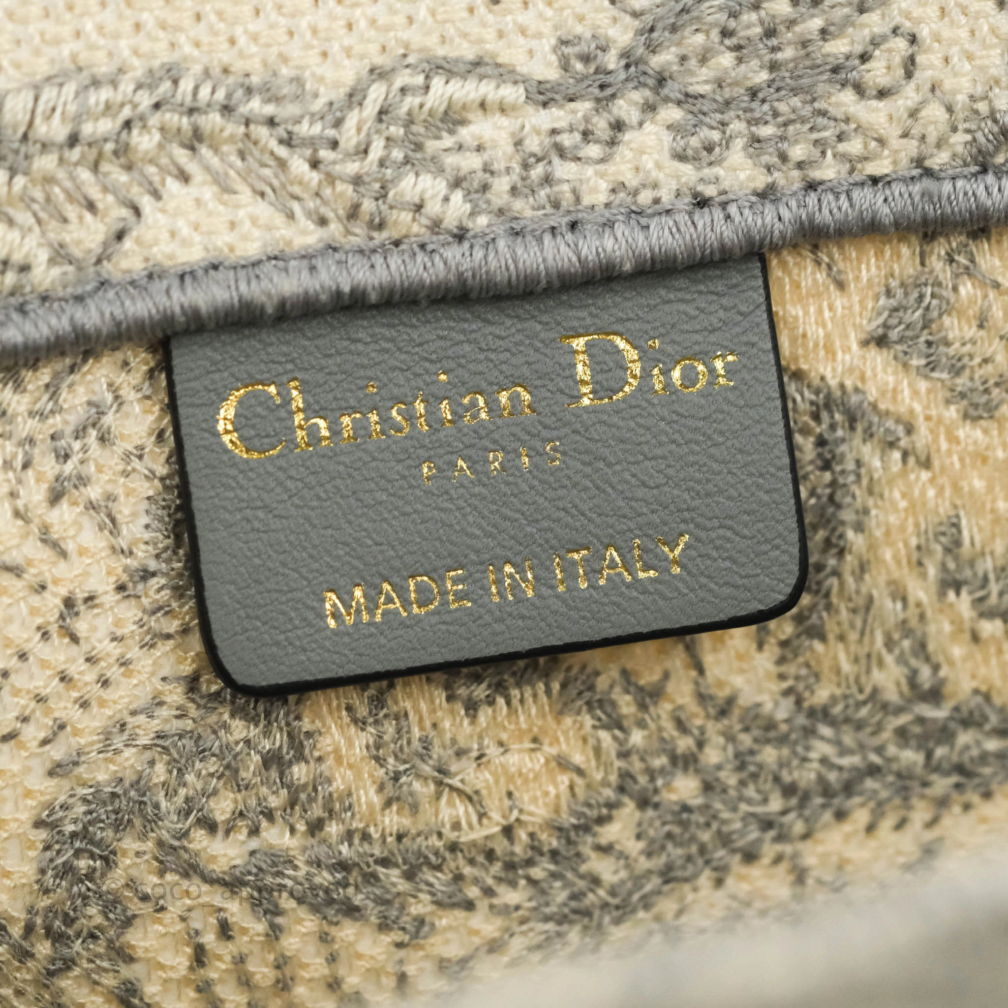 Christian Dior Medium (Old Small) Embroidered Toile De Jouy Light Grey Canvas Book Tote