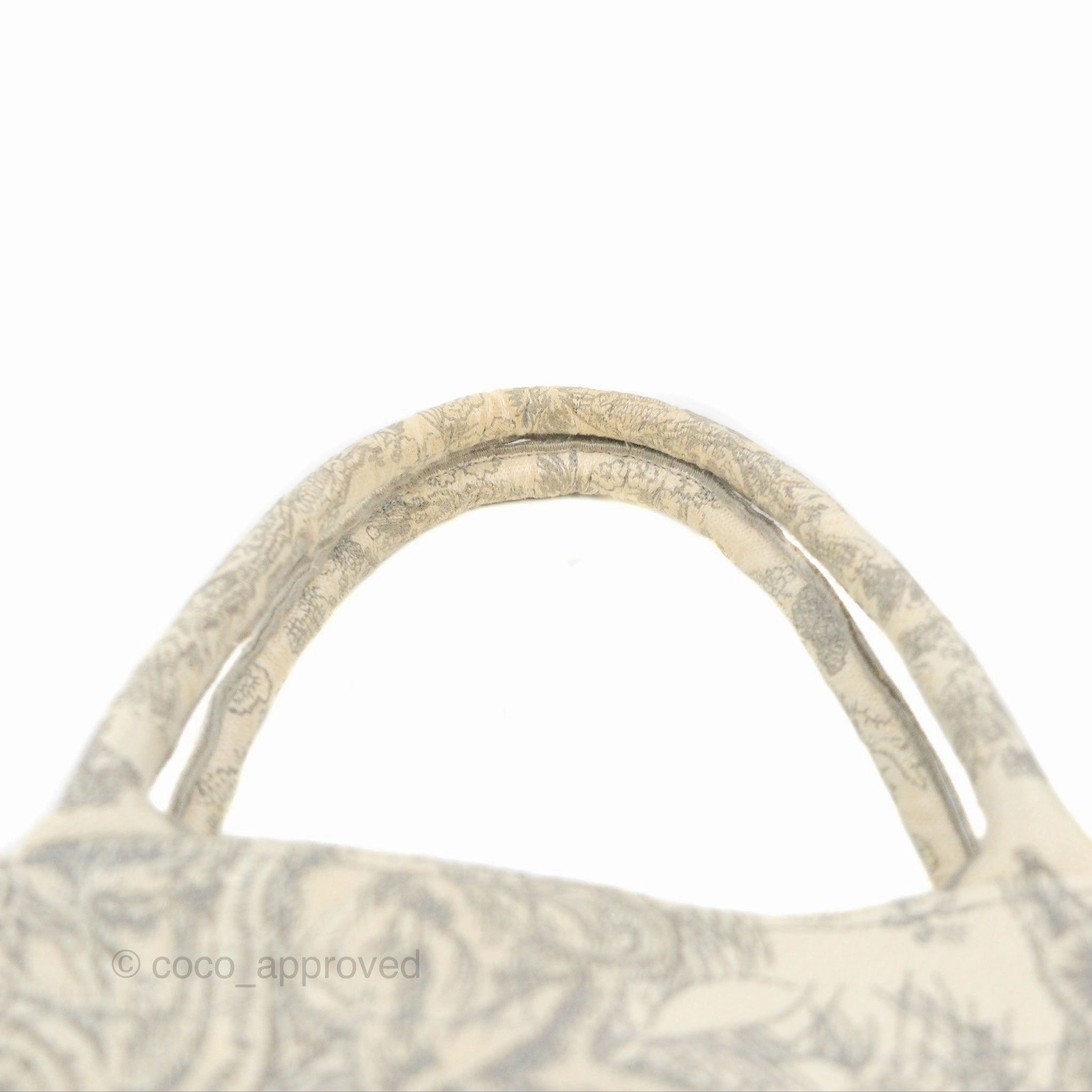 Christian Dior Medium (Old Small) Embroidered Toile De Jouy Light Grey Canvas Book Tote