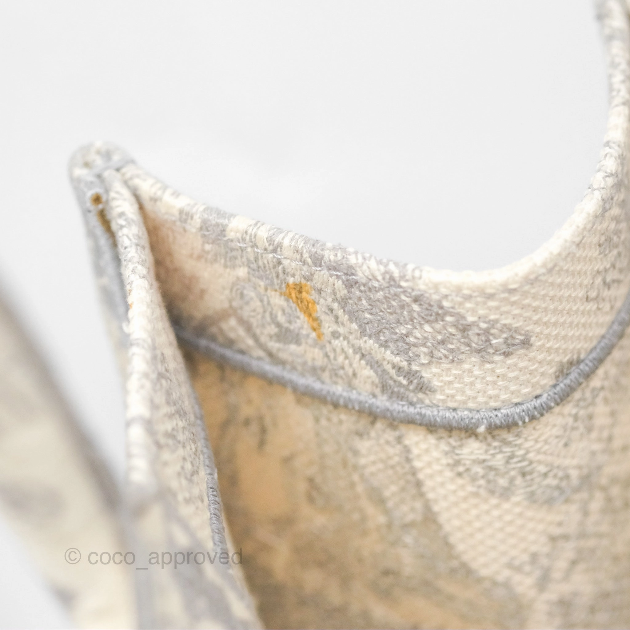 Christian Dior Medium (Old Small) Embroidered Toile De Jouy Light Grey Canvas Book Tote