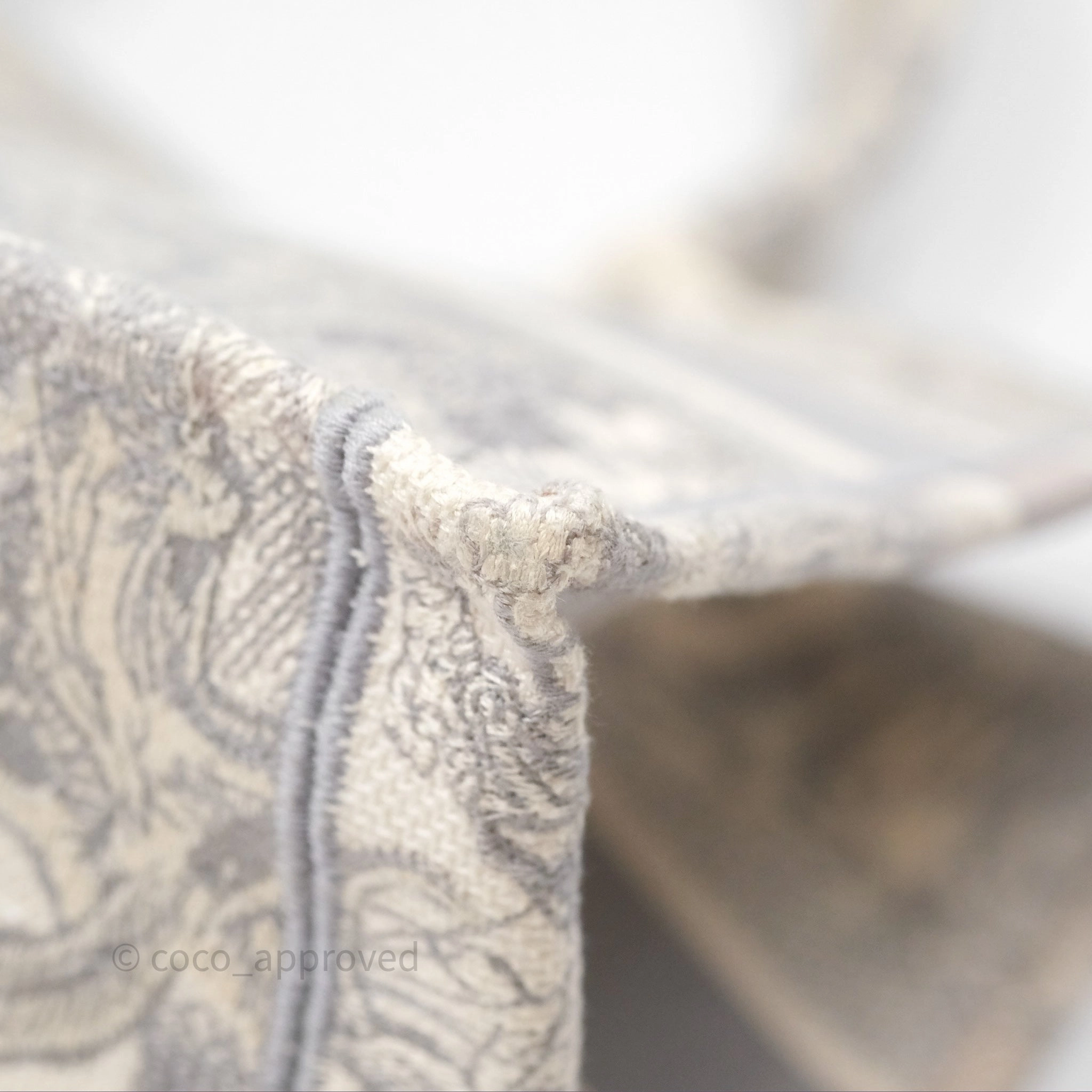 Christian Dior Medium (Old Small) Embroidered Toile De Jouy Light Grey Canvas Book Tote