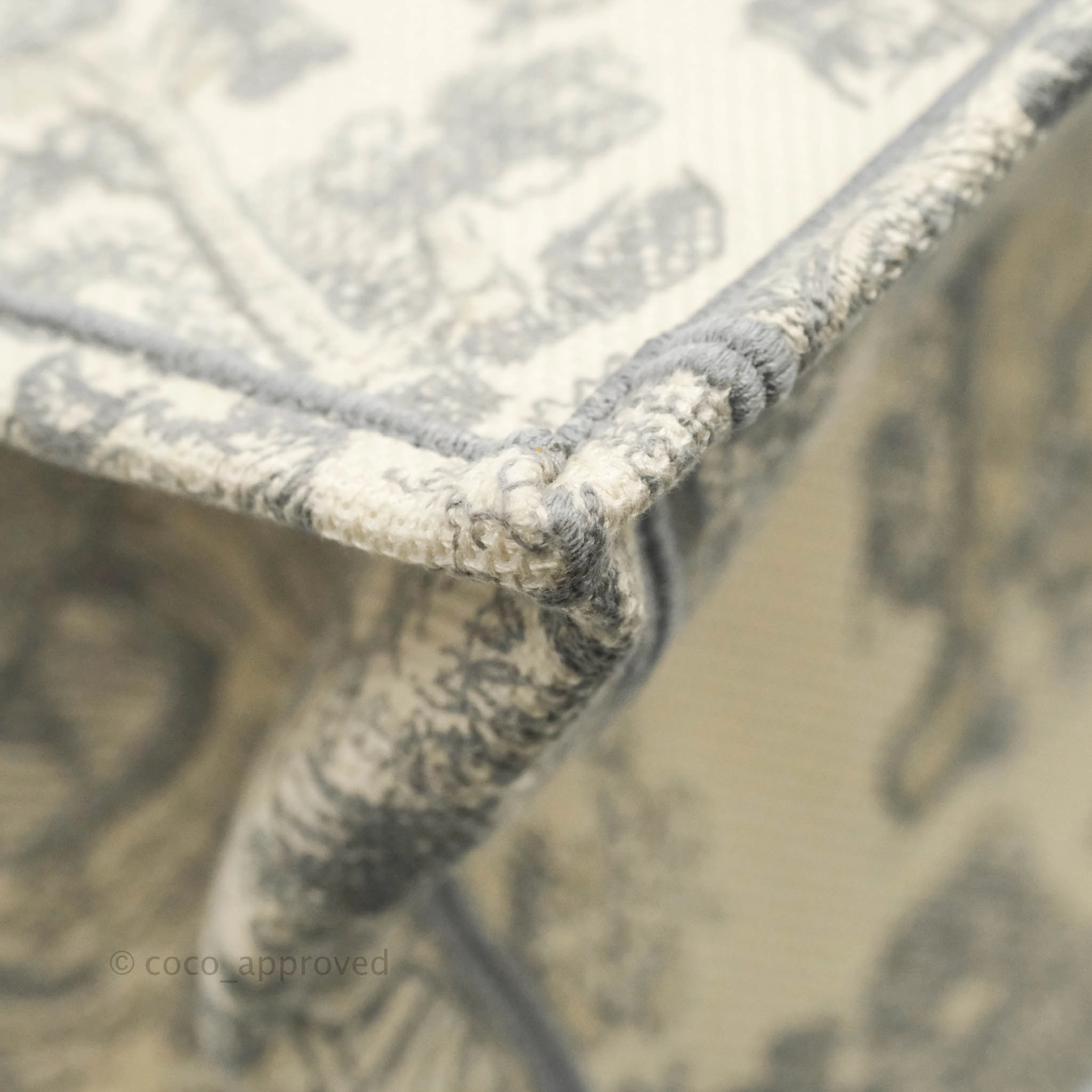 Christian Dior Medium (Old Small) Embroidered Toile De Jouy Light Grey Canvas Book Tote