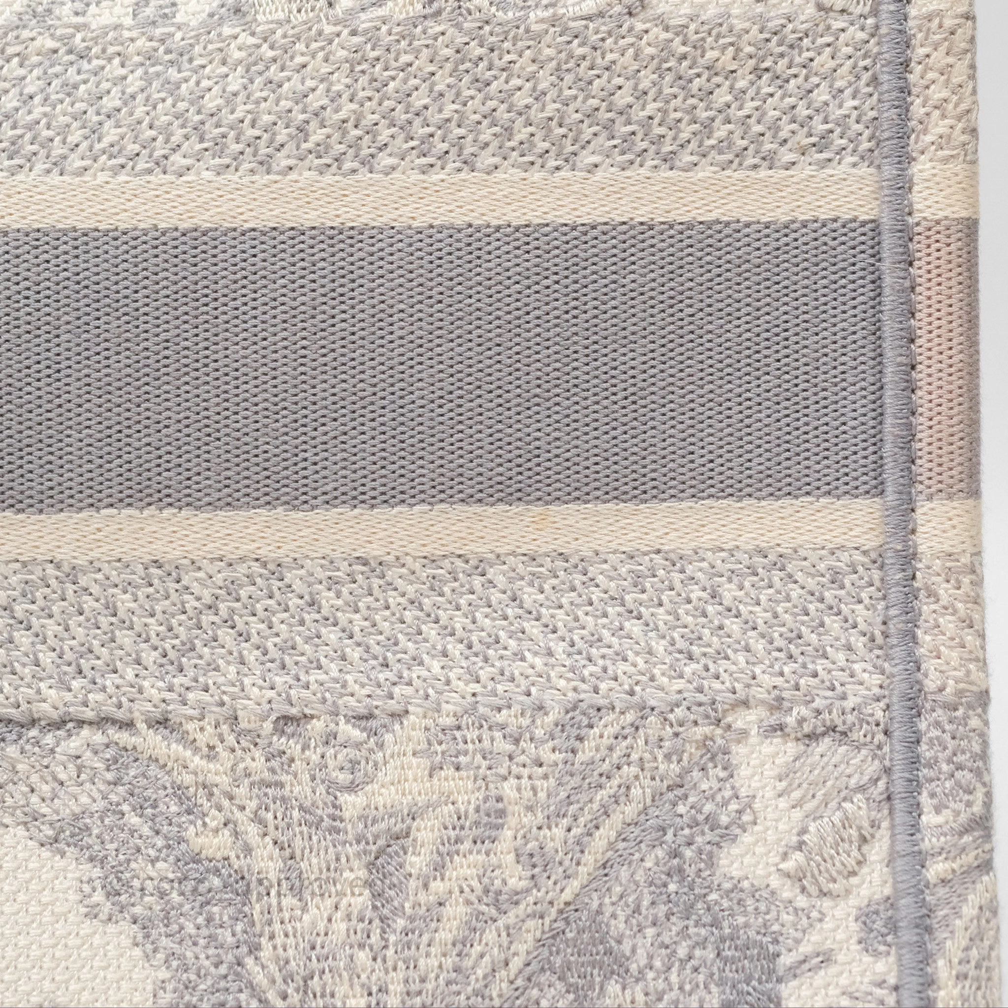 Christian Dior Medium (Old Small) Embroidered Toile De Jouy Light Grey Canvas Book Tote