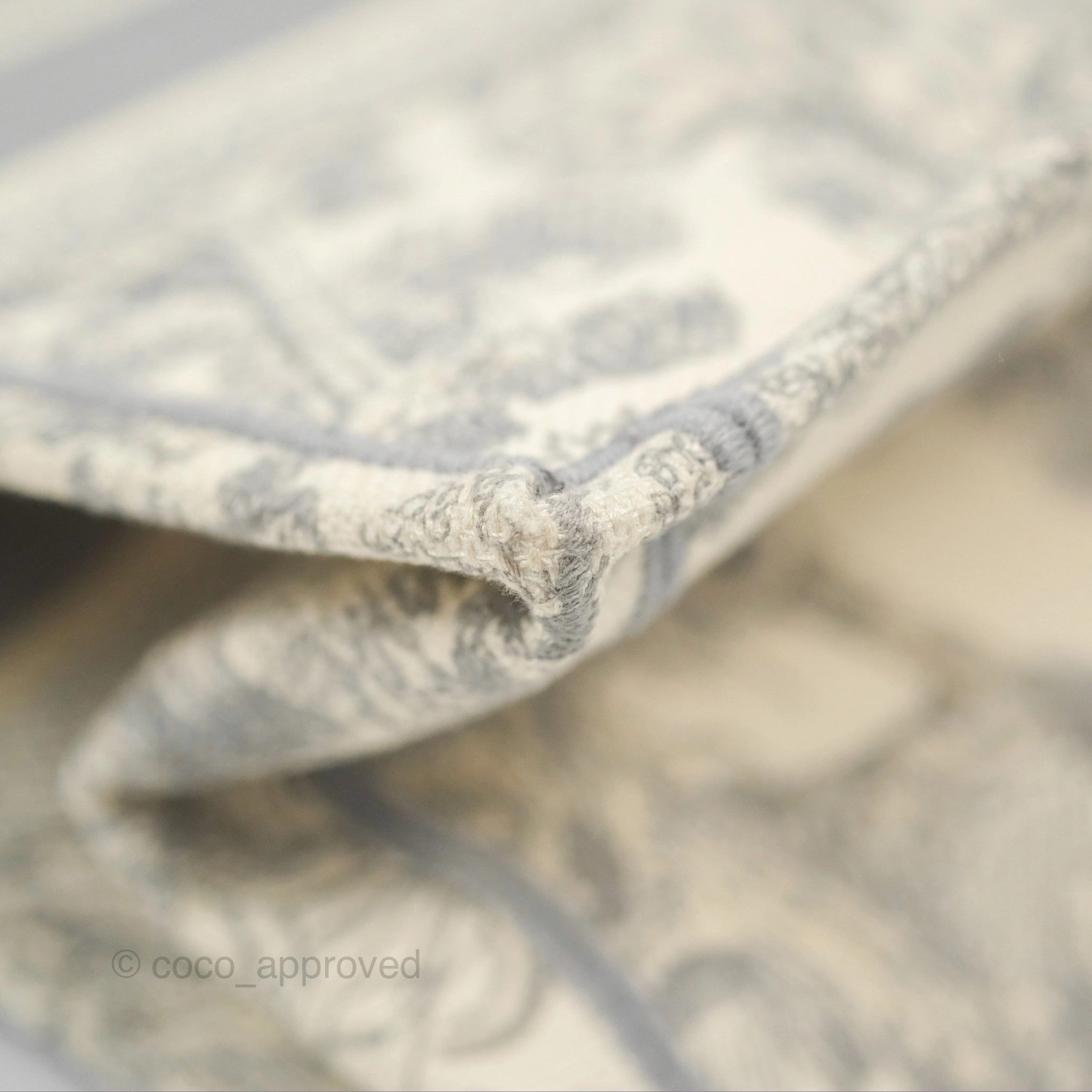 Christian Dior Medium (Old Small) Embroidered Toile De Jouy Light Grey Canvas Book Tote