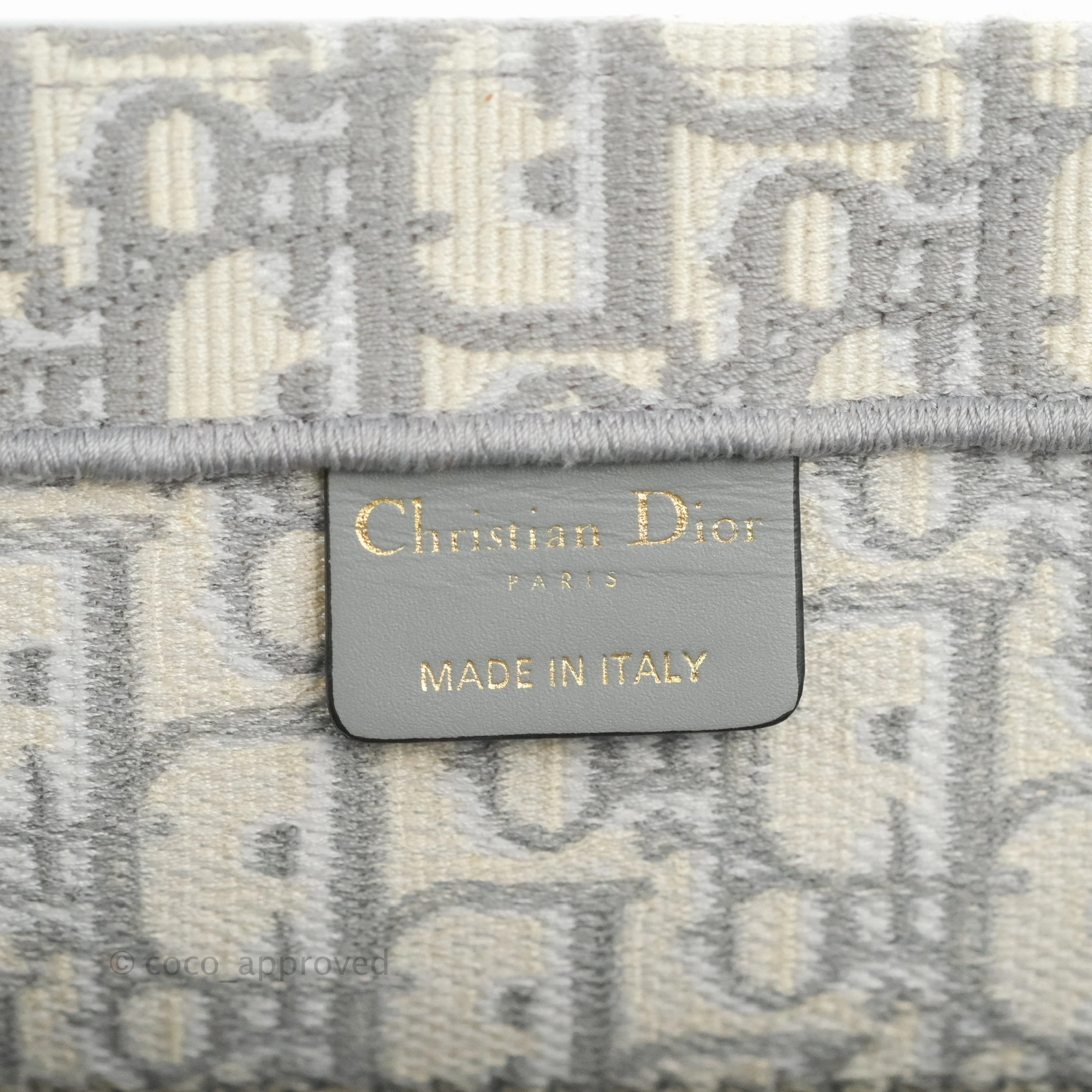 Christian Dior Medium (Old Small) Light Grey Oblique Embroidery Canvas Book Tote
