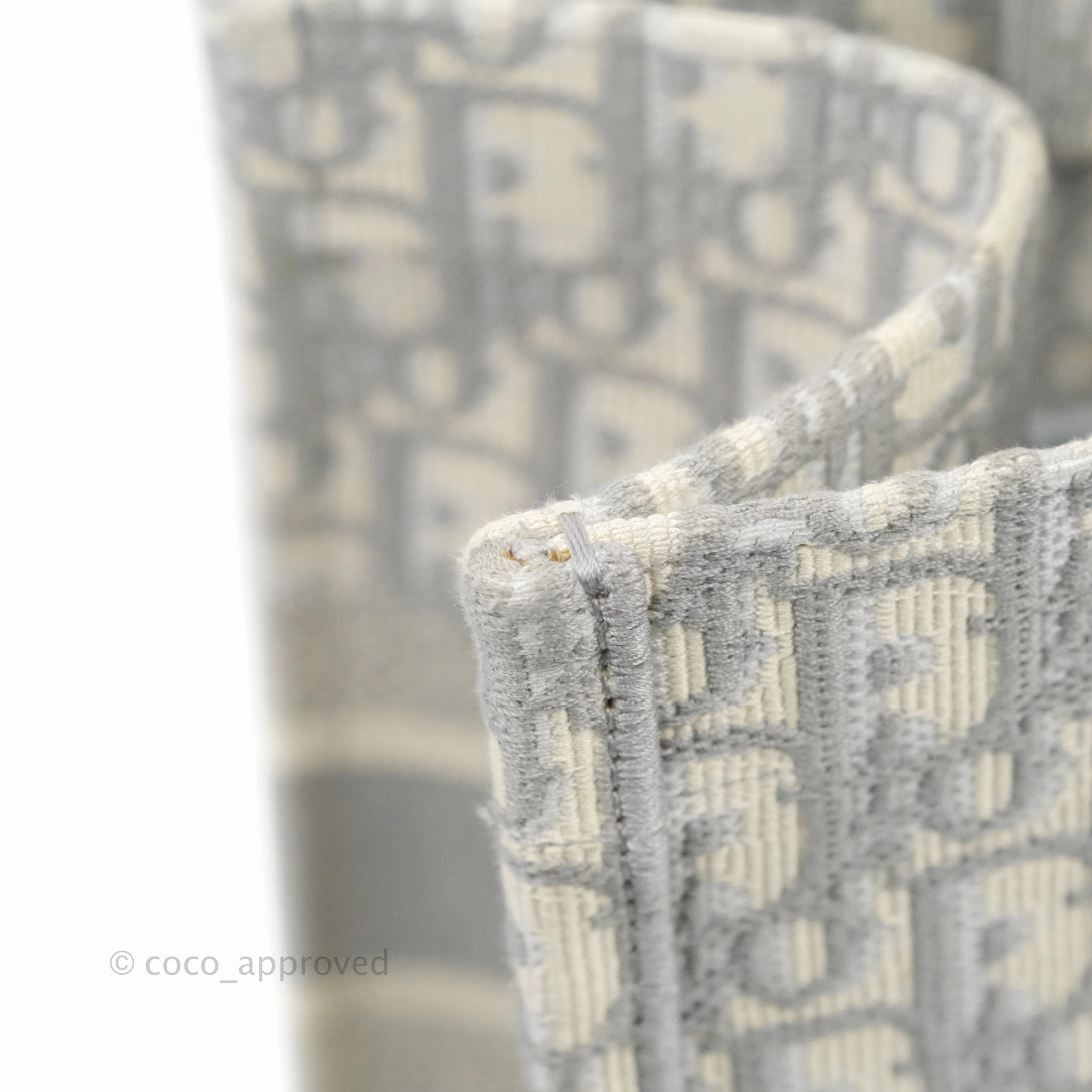 Christian Dior Medium (Old Small) Light Grey Oblique Embroidery Canvas Book Tote