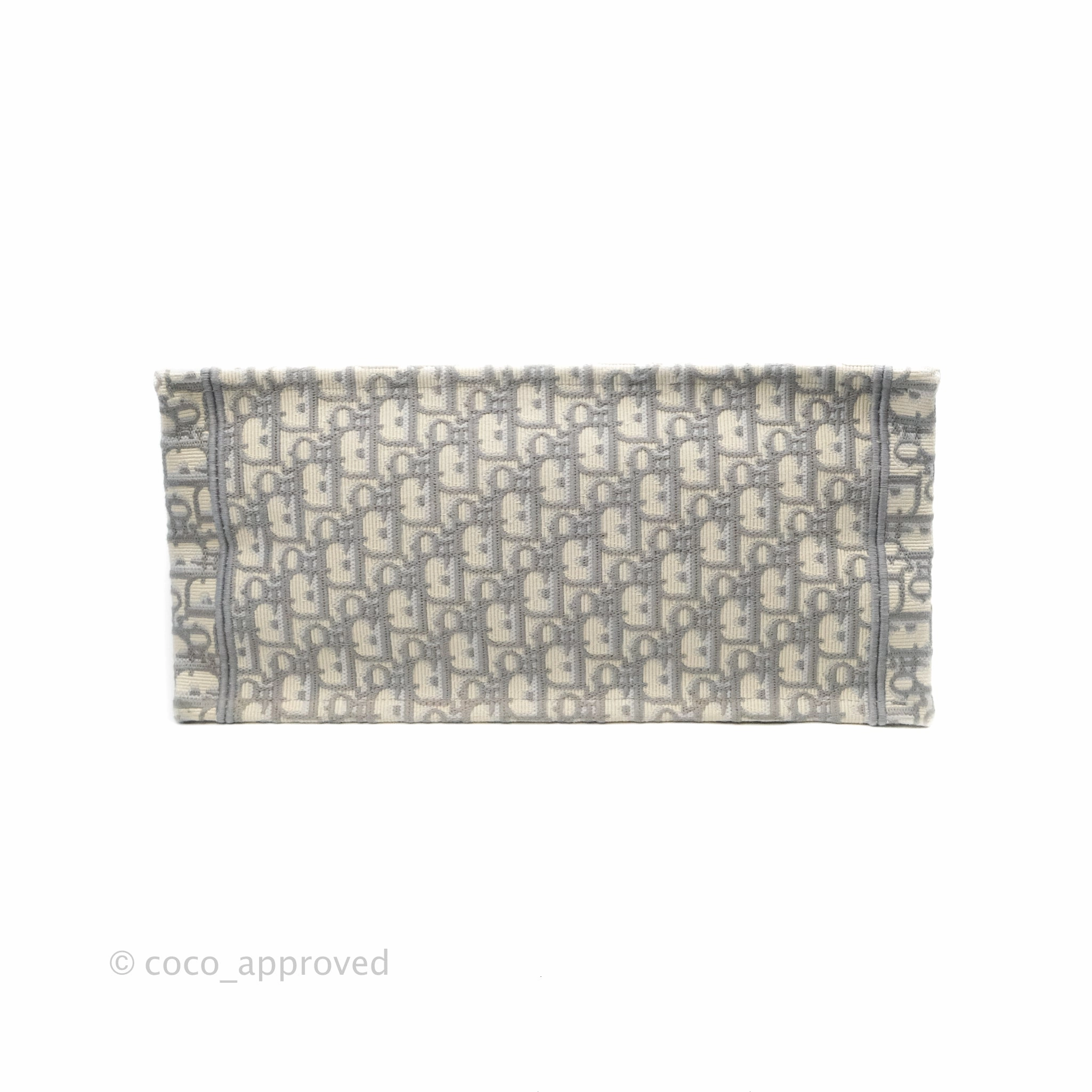 Christian Dior Medium (Old Small) Light Grey Oblique Embroidery Canvas Book Tote