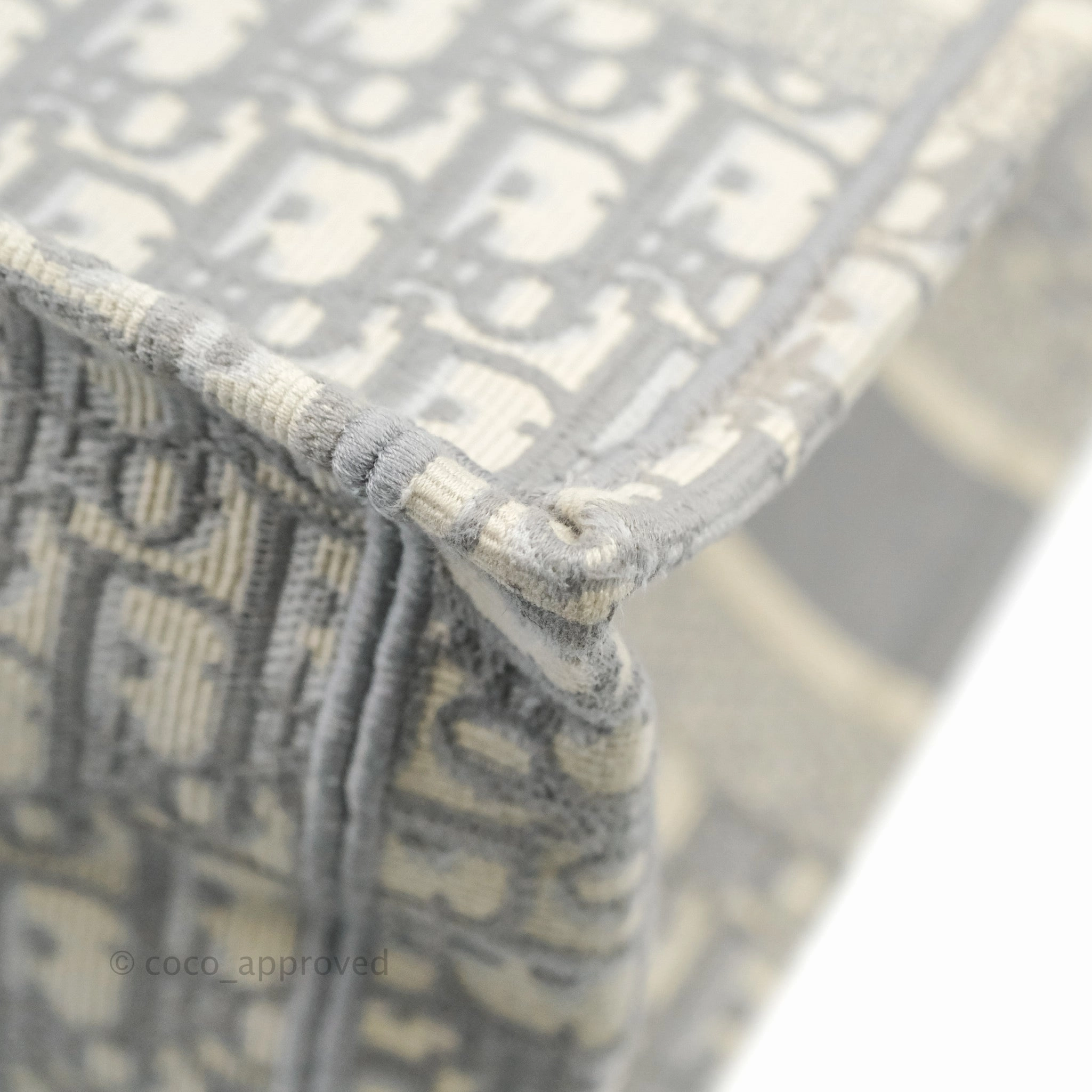 Christian Dior Medium (Old Small) Light Grey Oblique Embroidery Canvas Book Tote