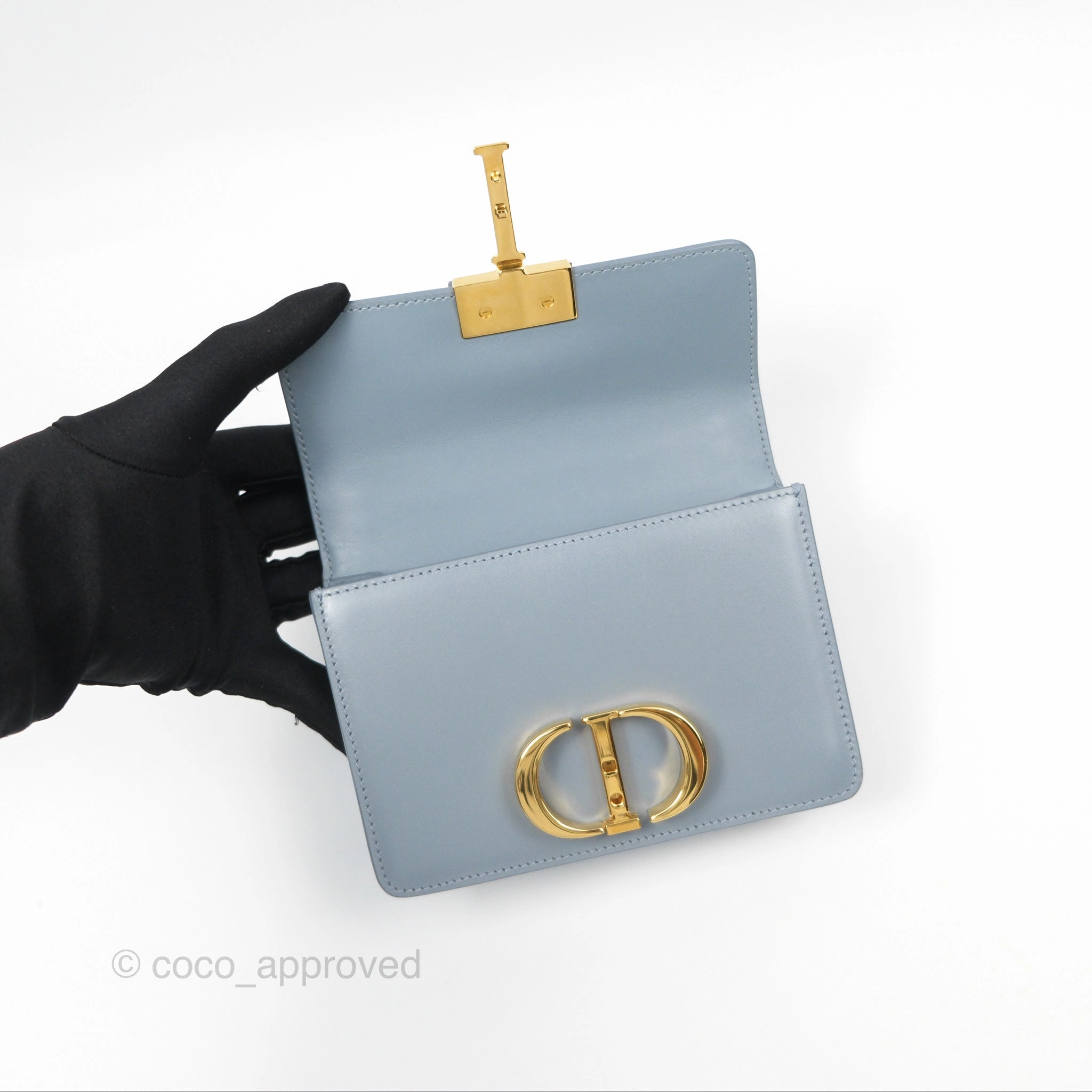 Christian Dior Micro 30 Montaigne Flap Bag Blue Grey Smooth Calfskin