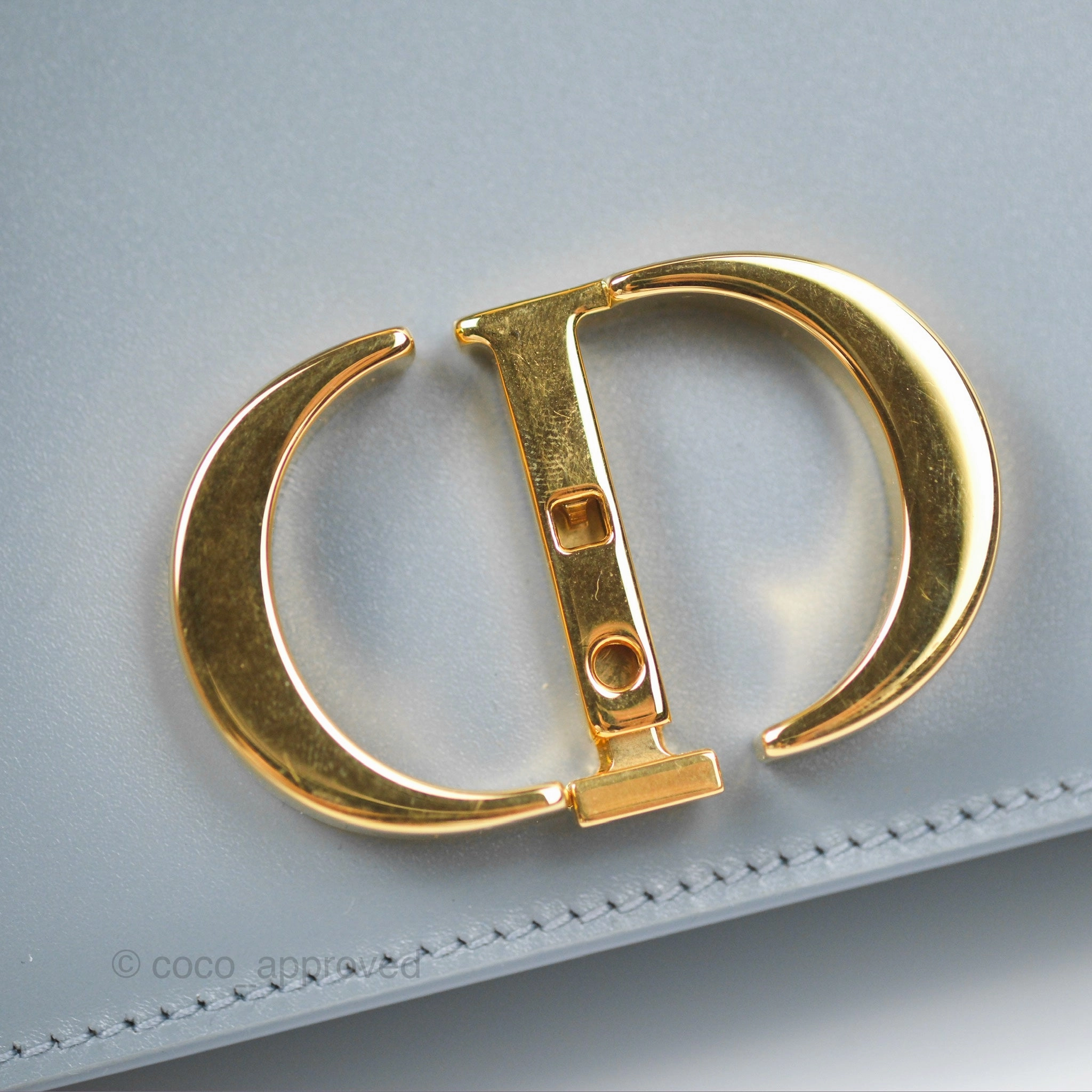 Christian Dior Micro 30 Montaigne Flap Bag Blue Grey Smooth Calfskin