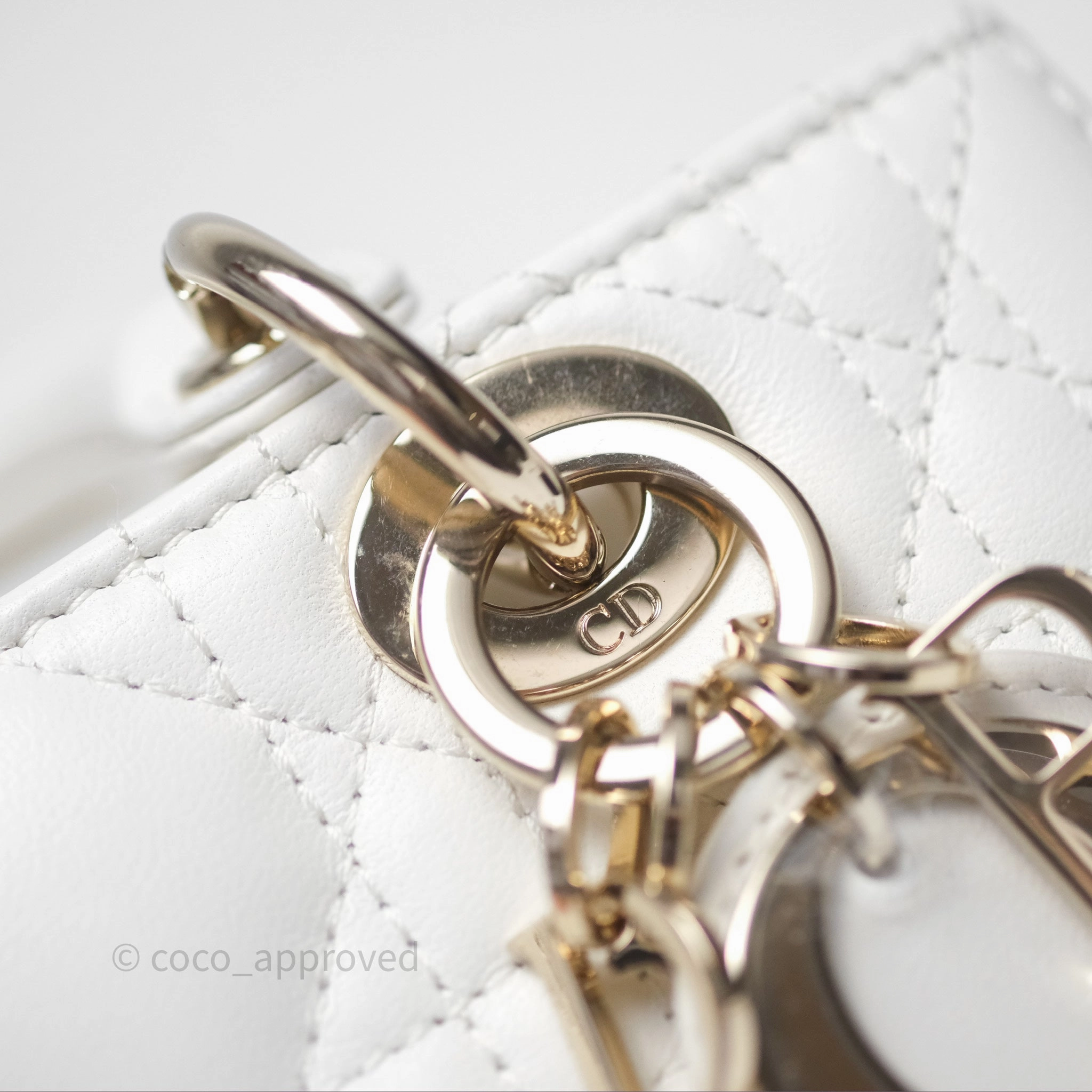 Christian Dior Micro Lady D-Joy Bag Latte Lambskin Cannage Gold Hardware