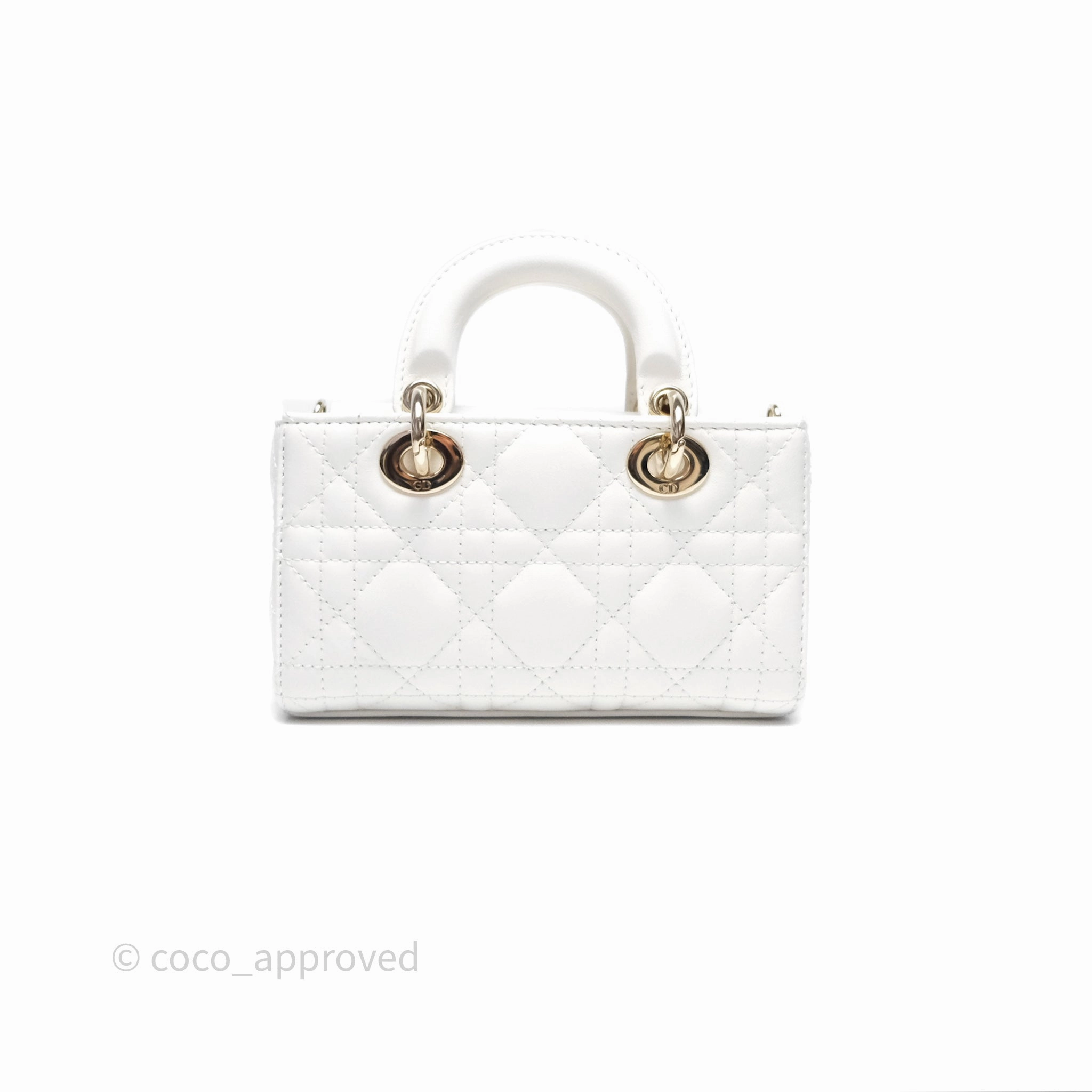 Christian Dior Micro Lady D-Joy Bag Latte Lambskin Cannage Gold Hardware