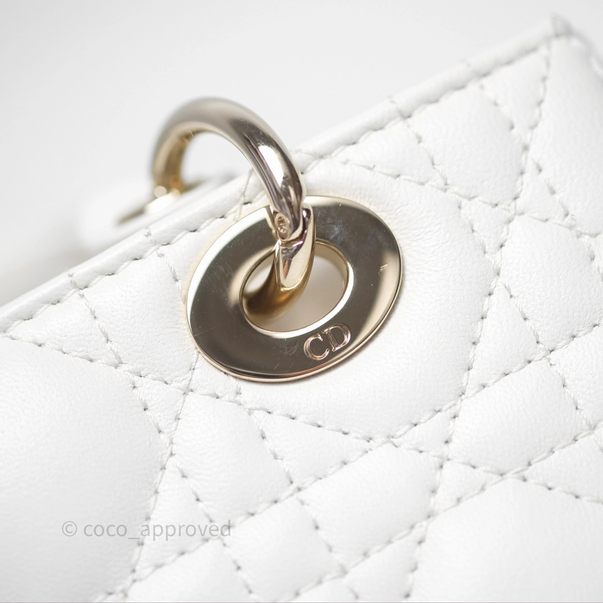 Christian Dior Micro Lady D-Joy Bag Latte Lambskin Cannage Gold Hardware