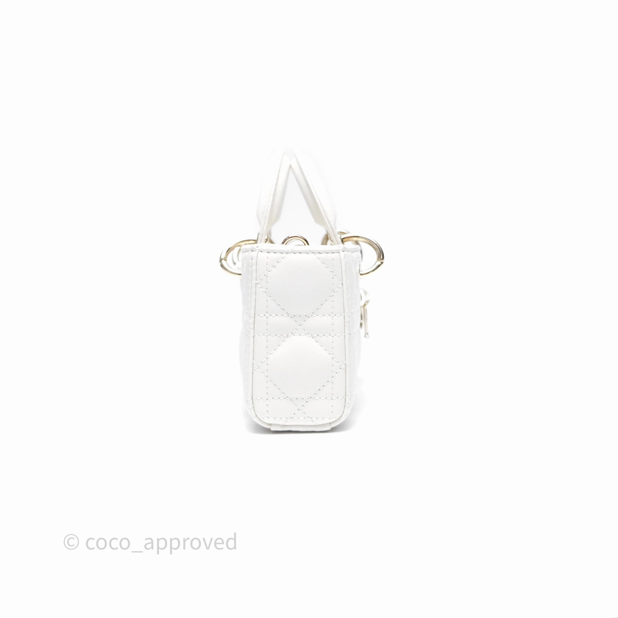 Christian Dior Micro Lady D-Joy Bag Latte Lambskin Cannage Gold Hardware