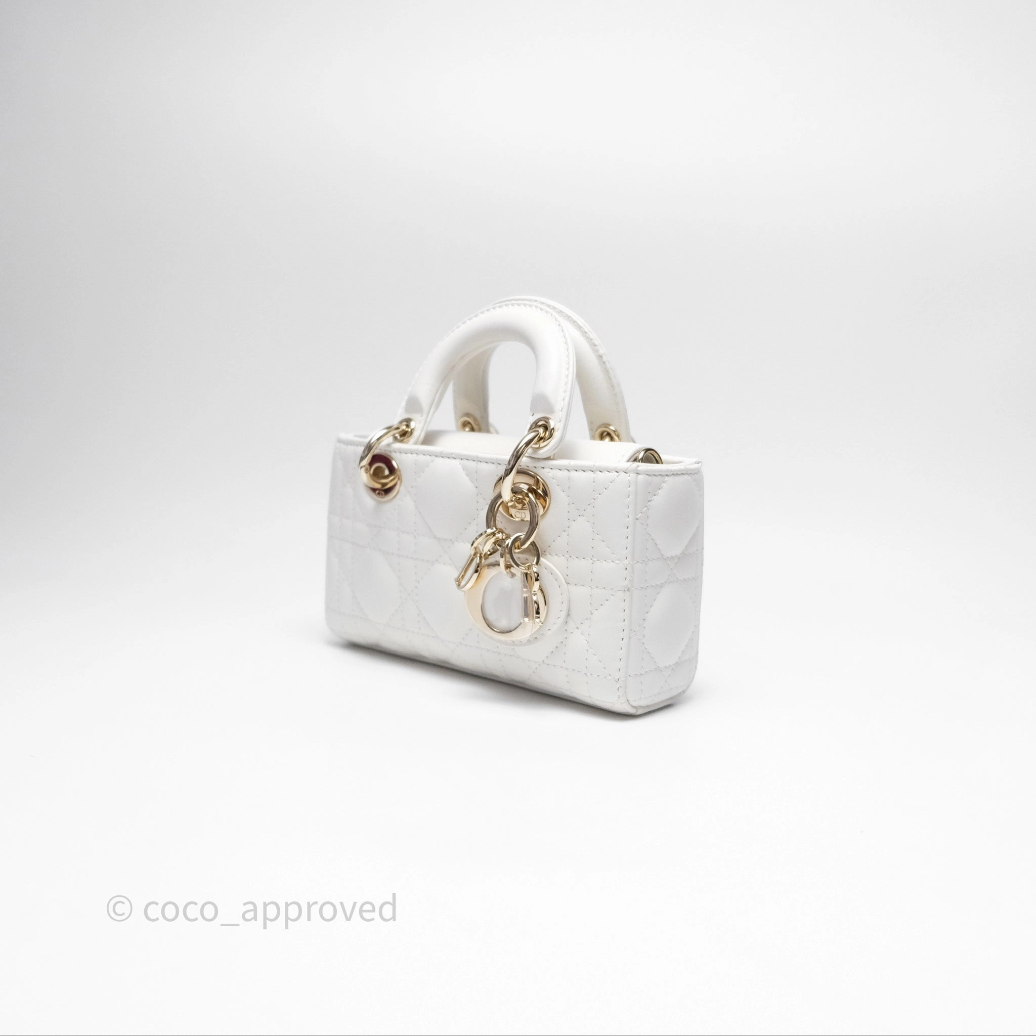Christian Dior Micro Lady D-Joy Bag Latte Lambskin Cannage Gold Hardware
