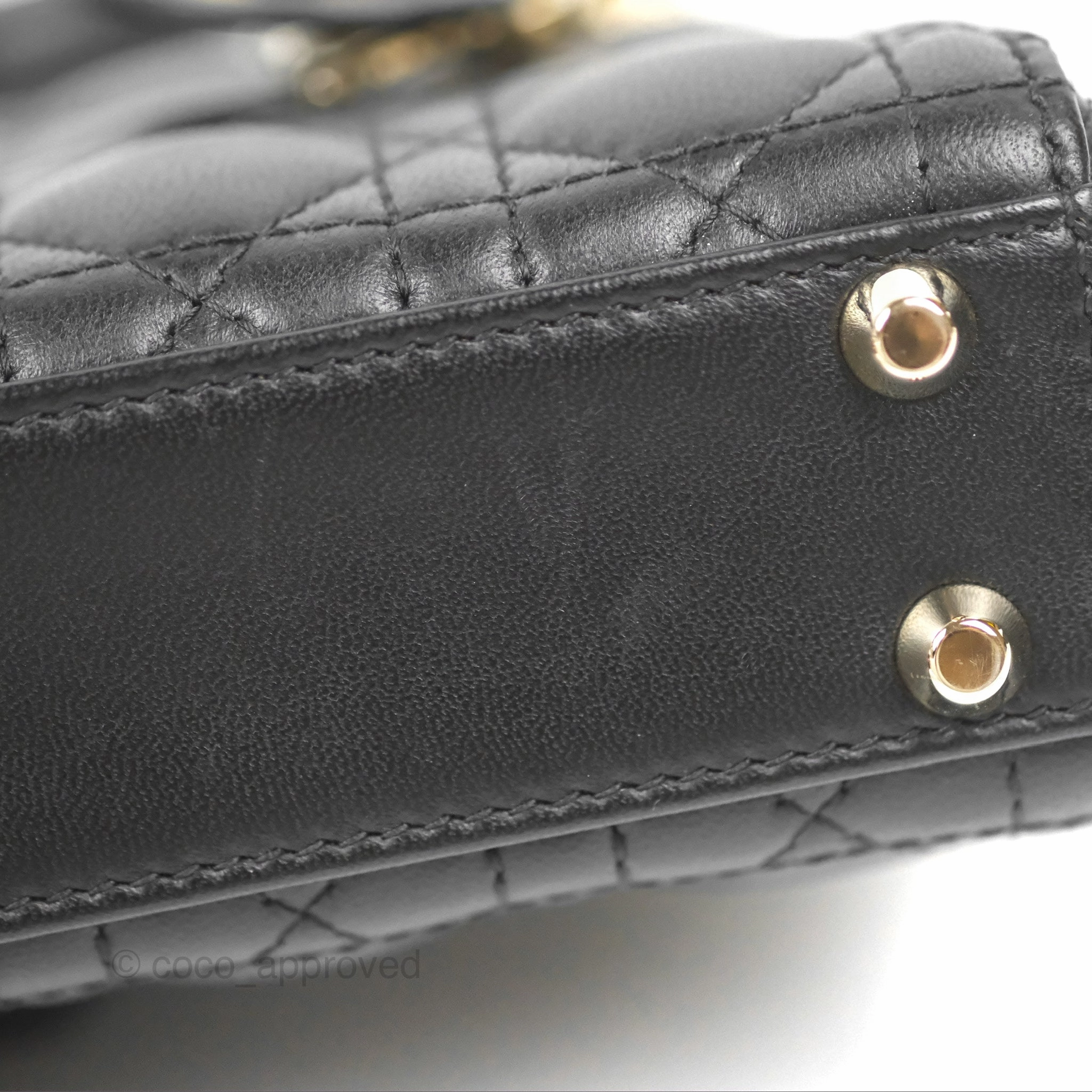 Christian Dior Micro Lady Dior Cannage Black Lambskin Gold Hardware