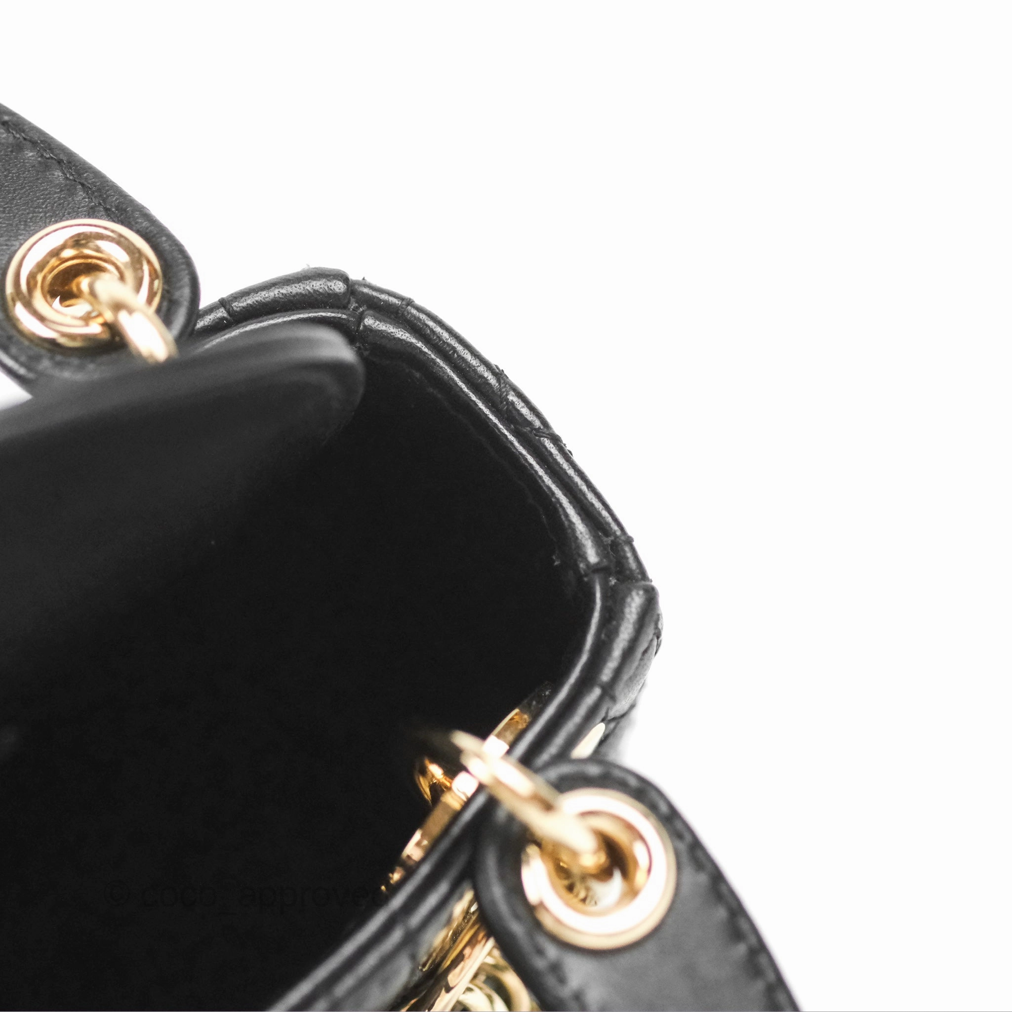 Christian Dior Micro Lady Dior Cannage Black Lambskin Gold Hardware