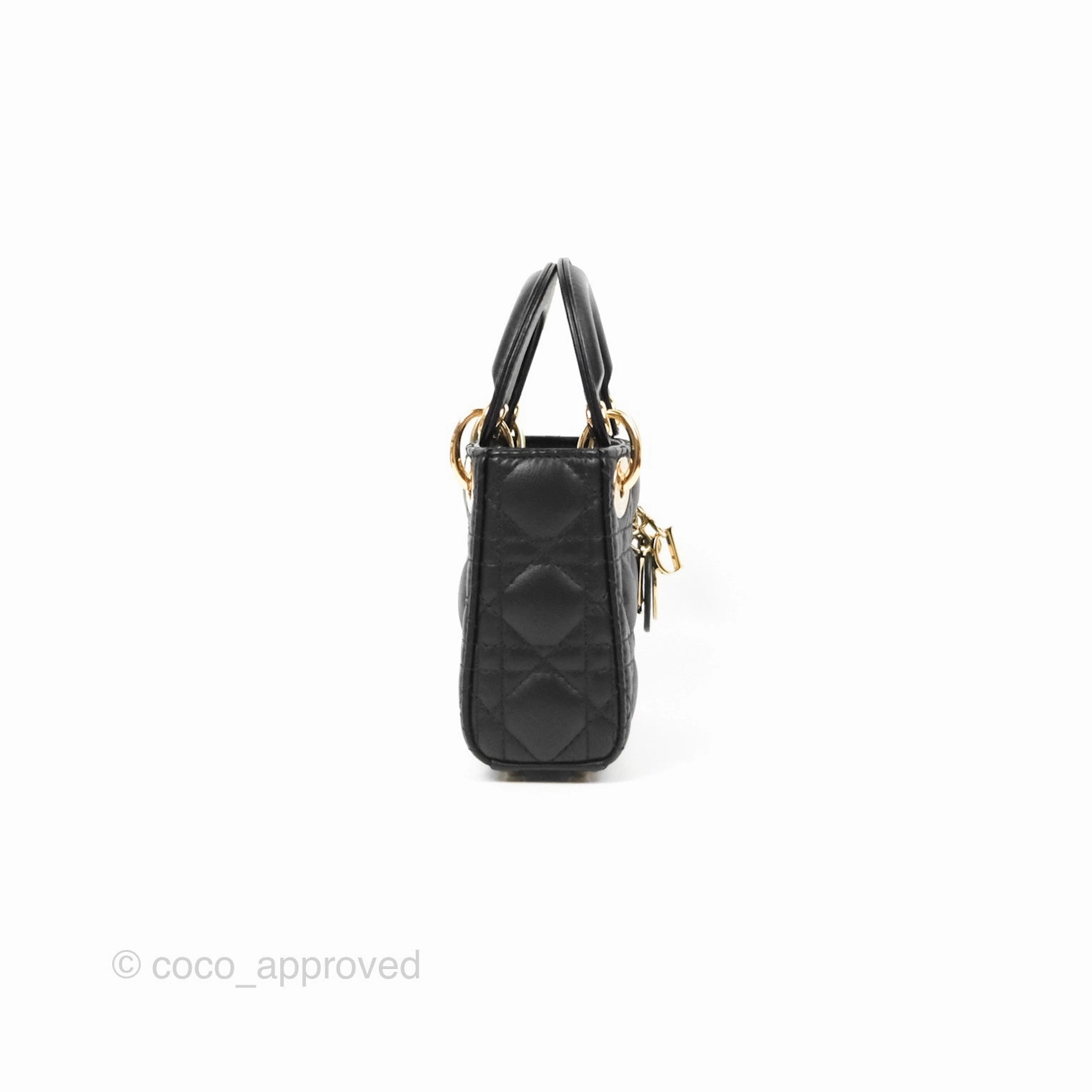 Christian Dior Micro Lady Dior Cannage Black Lambskin Gold Hardware