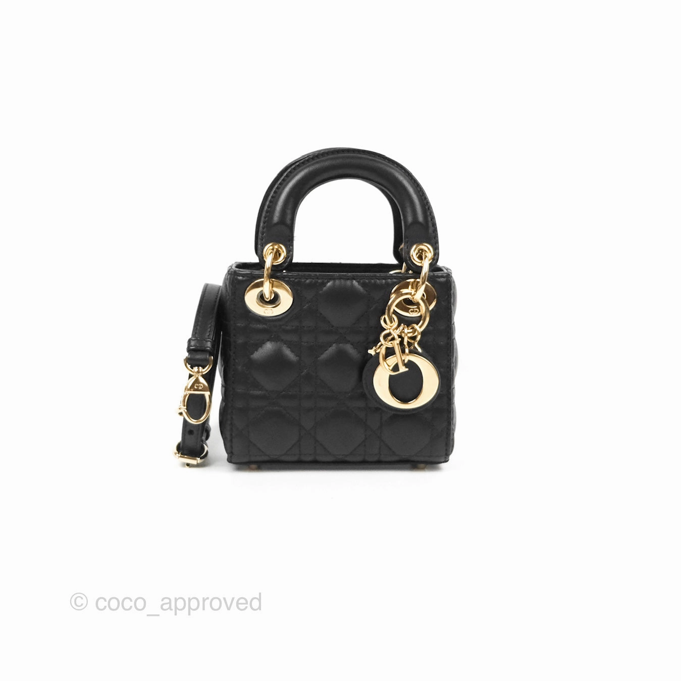 Christian Dior Micro Lady Dior Cannage Black Lambskin Gold Hardware