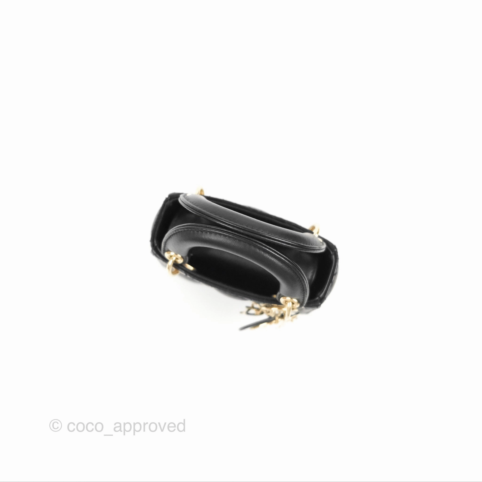 Christian Dior Micro Lady Dior Cannage Black Lambskin Gold Hardware