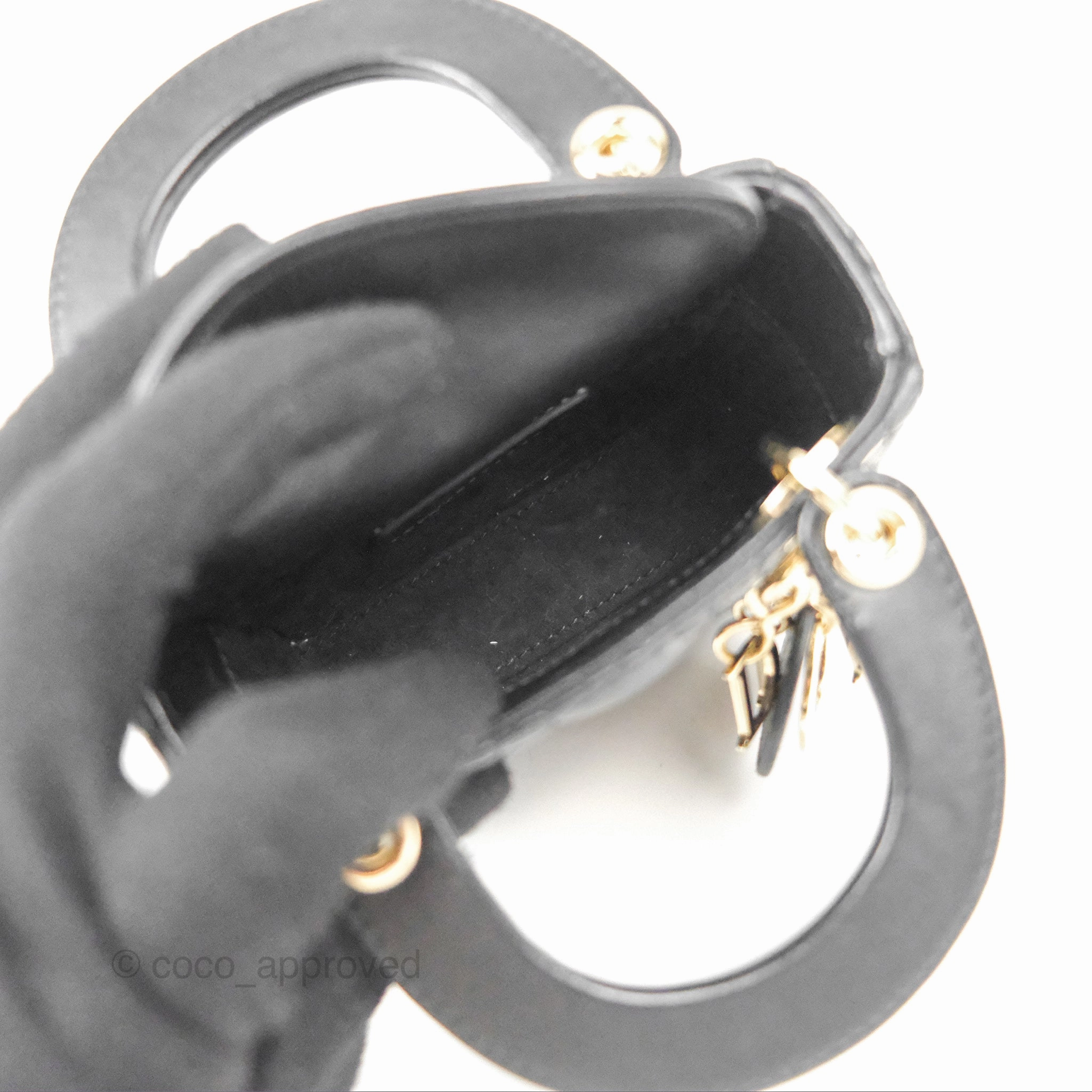 Christian Dior Micro Lady Dior Cannage Black Lambskin Gold Hardware