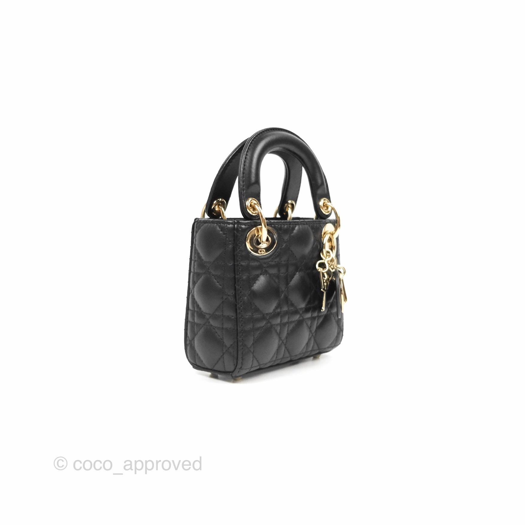 Christian Dior Micro Lady Dior Cannage Black Lambskin Gold Hardware